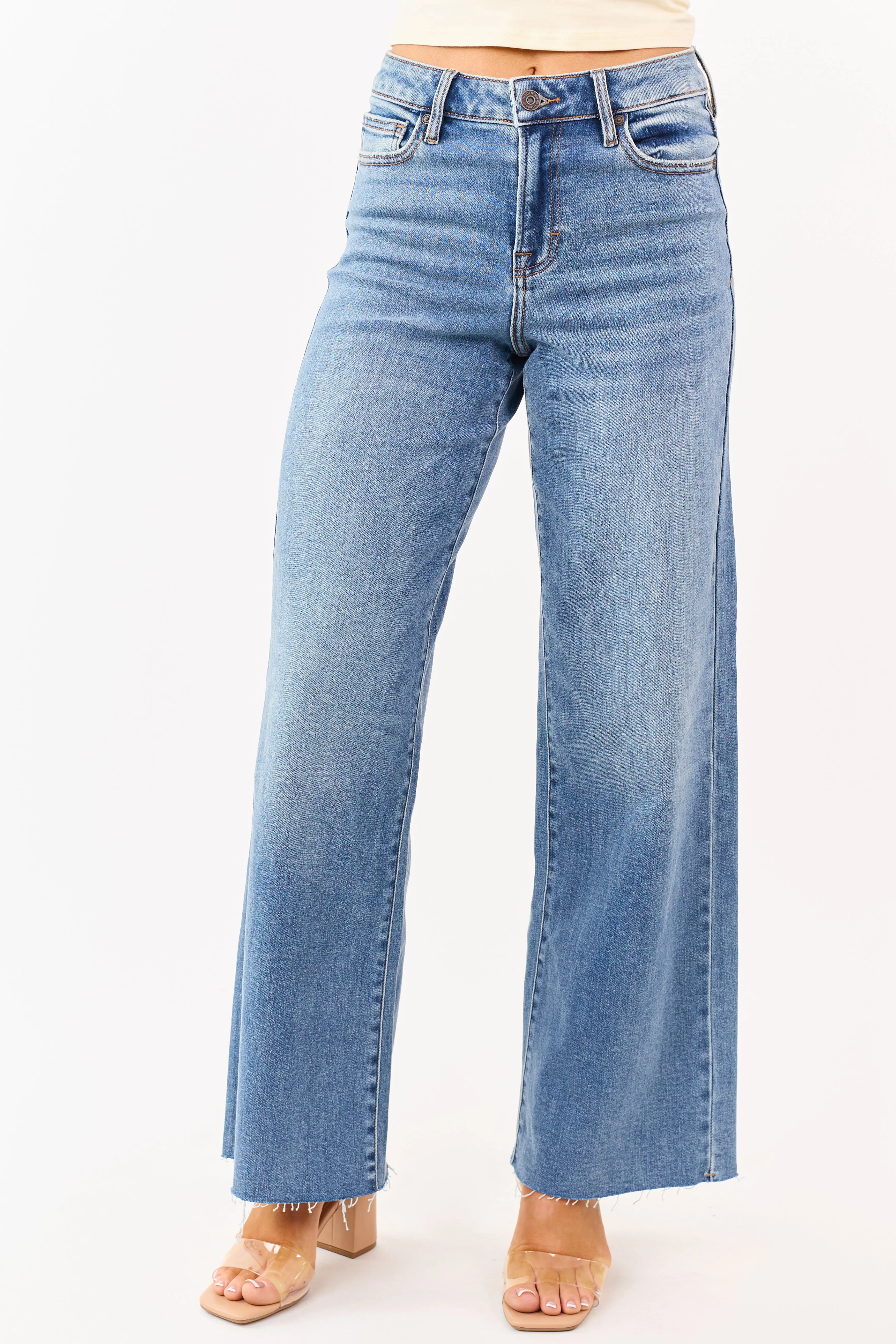 Hidden Premium Dark Wash Wide Leg Stretchy Jeans sold by Lime Lush product image thumbnail 2