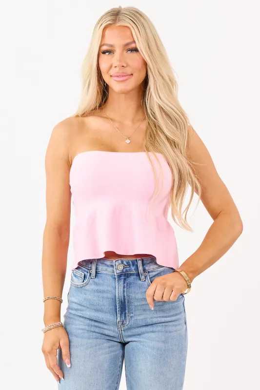 Carnation Strapless Peplum Fitted Knit Top made by Papermoon