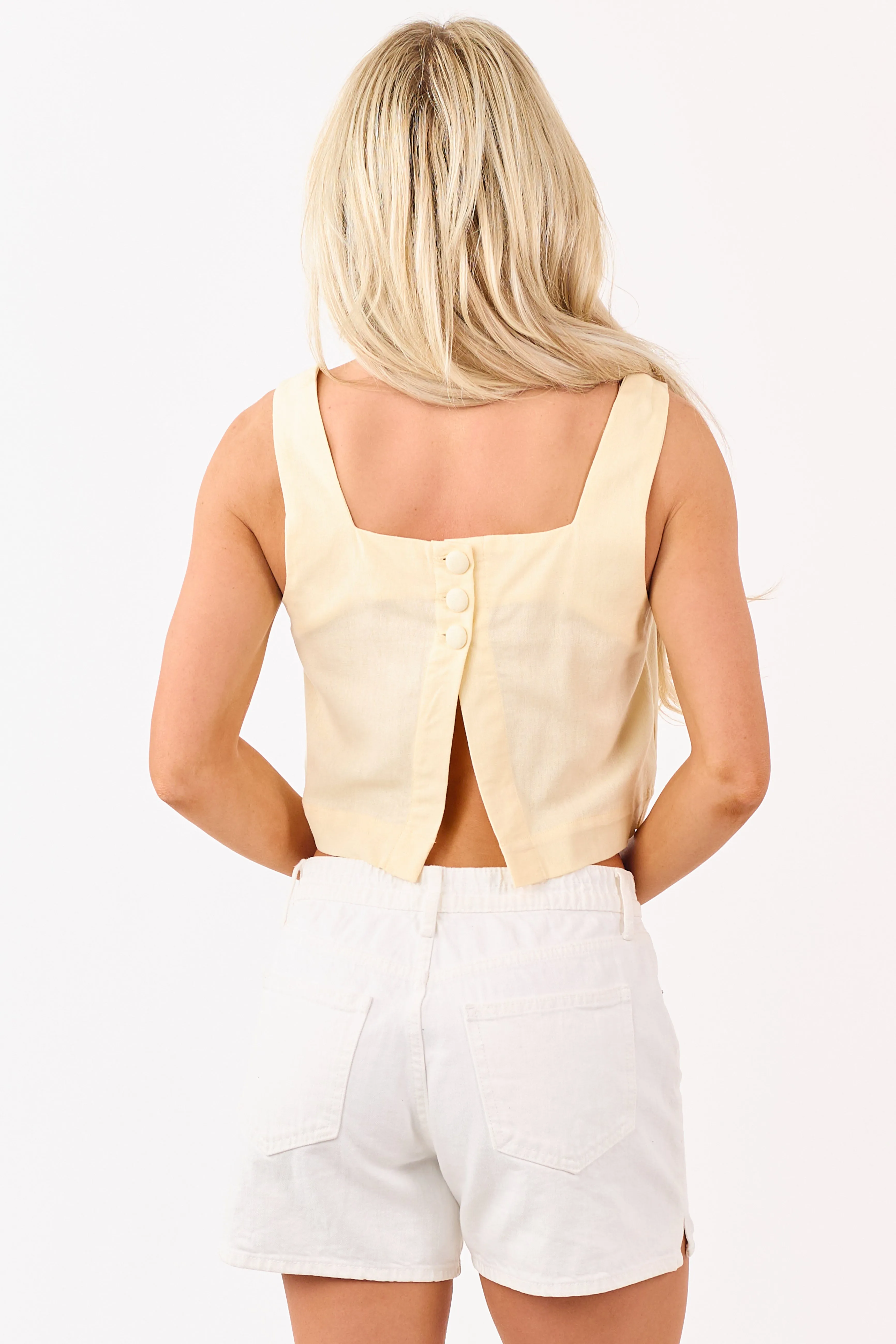 Buttercream Linen Blend Vest Style Tank Top sold by Lime Lush product image thumbnail 5