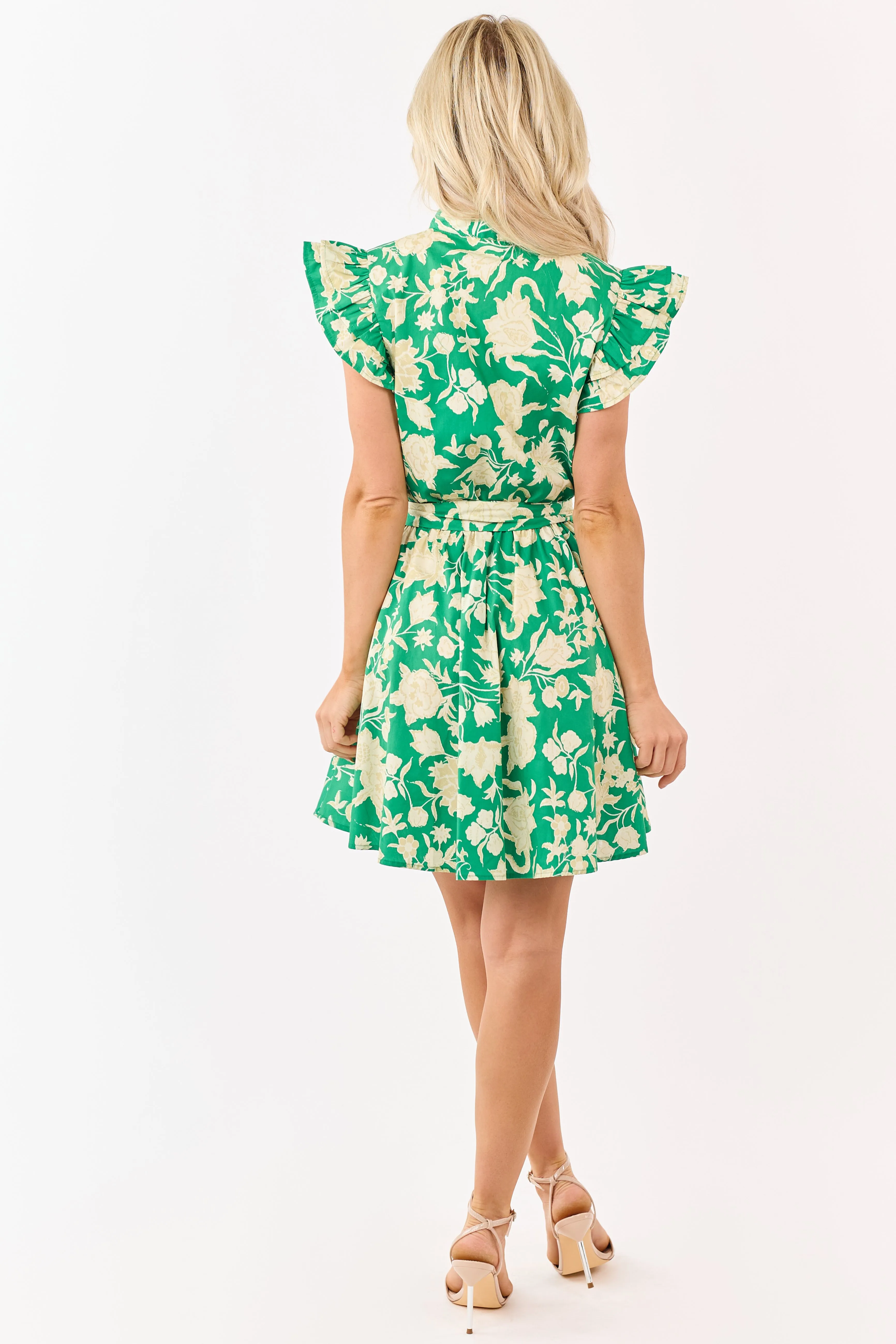 Flying Tomato Kelly Green Floral Cotton Short Dress sold by Lime Lush product image thumbnail 5