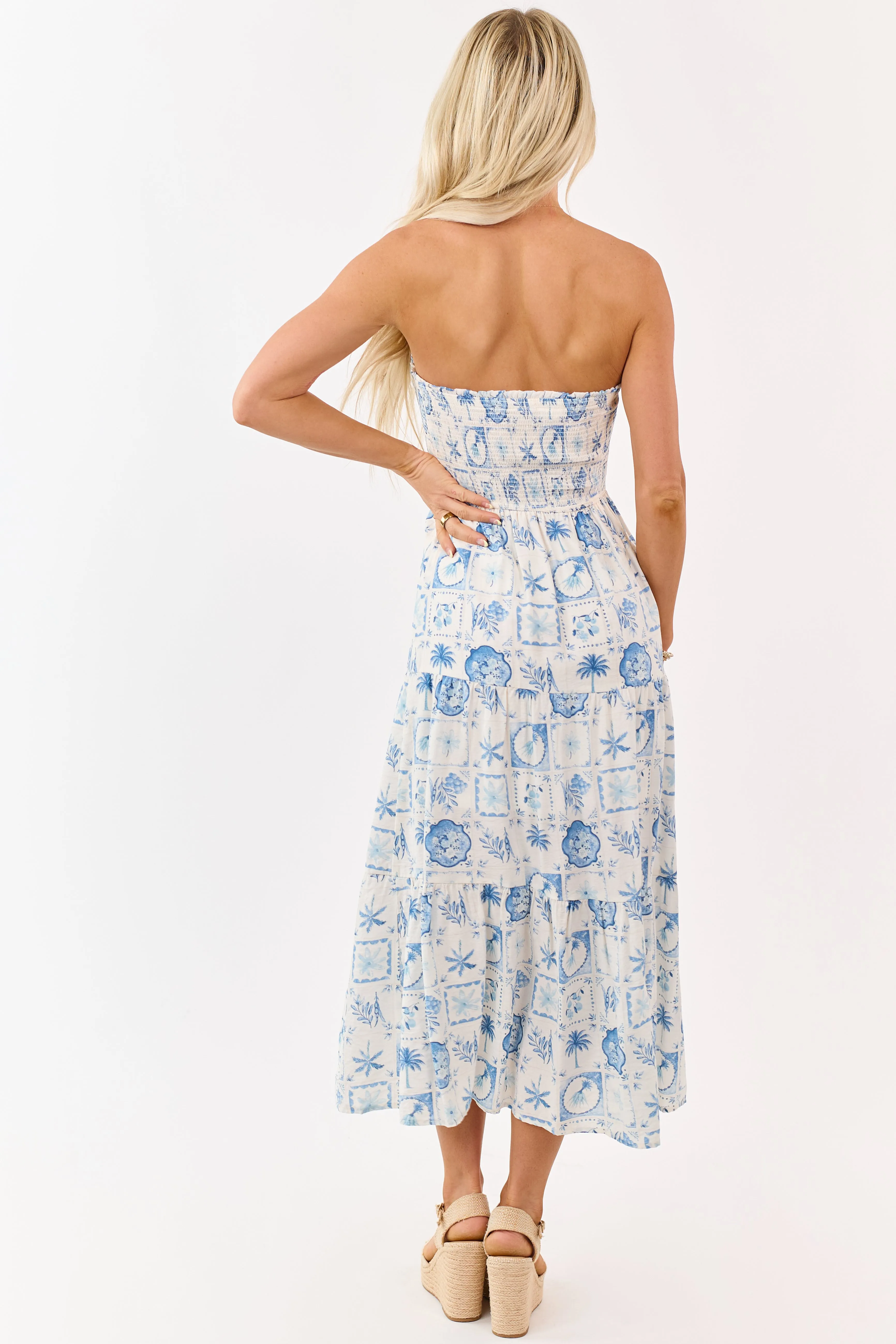 Ivory and Cornflower Vacation Print Midi Dress sold by Lime Lush product image thumbnail 5