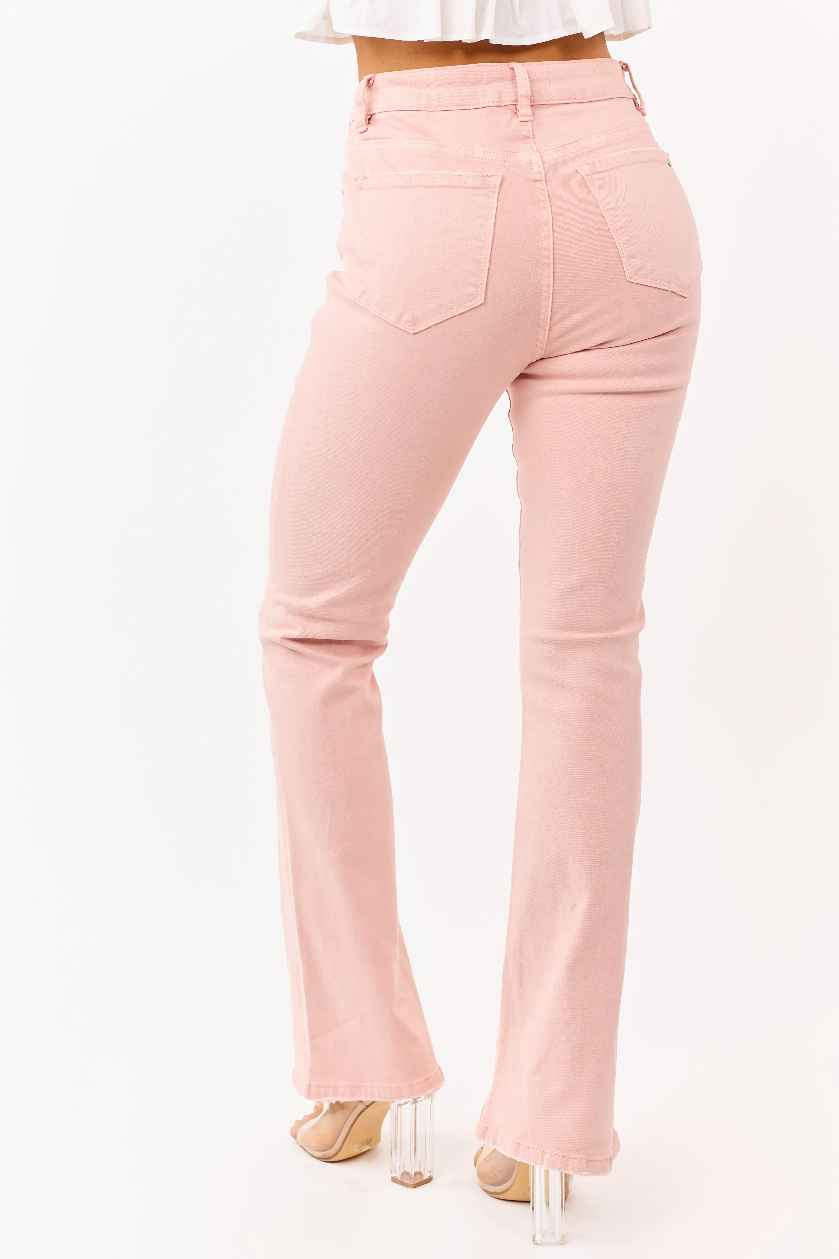 Mica Denim Dusty Coral Stretchy Bootcut Jeans sold by Lime Lush product image thumbnail 4