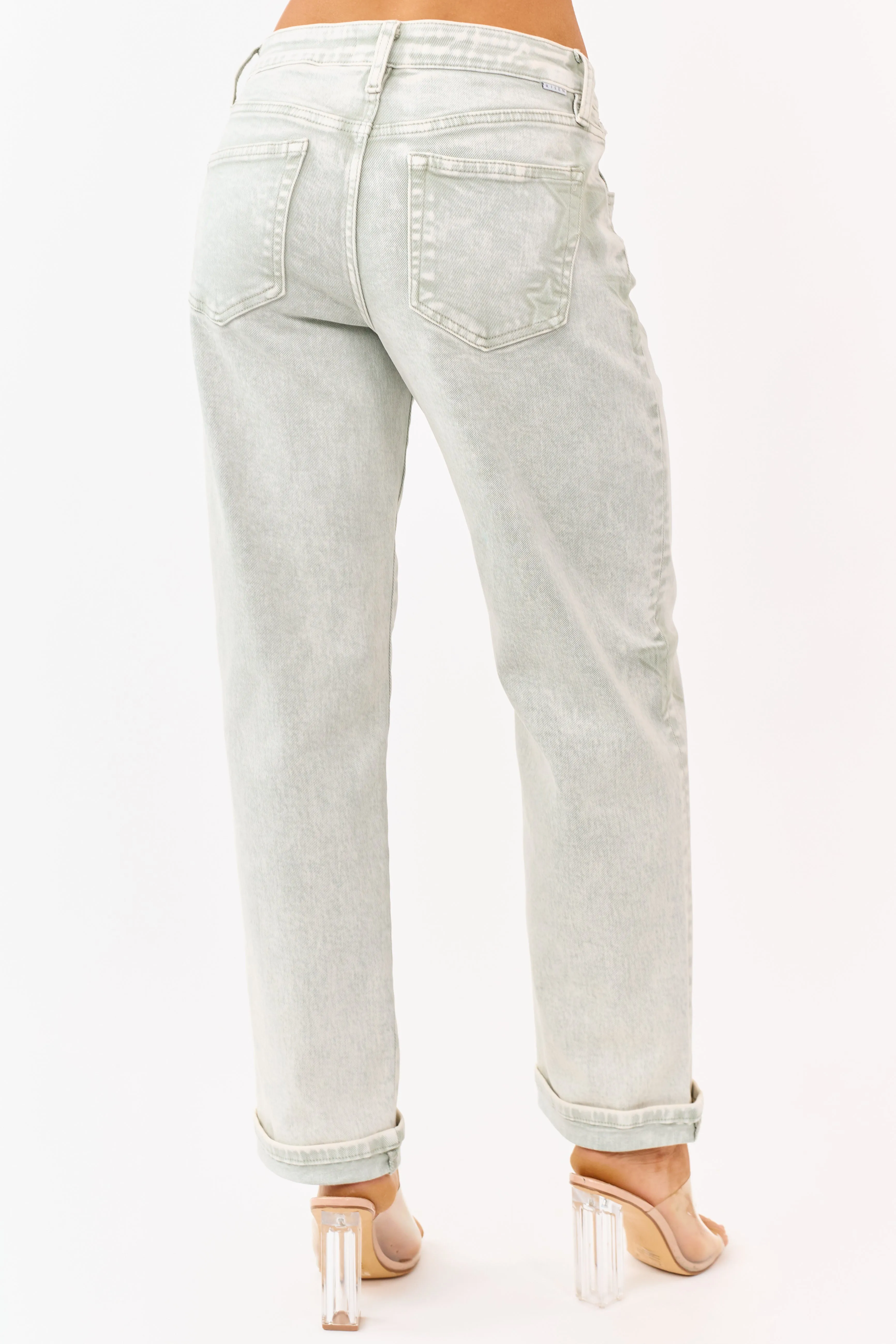 Risen Pistachio Washed Star Stretchy Slim Barrel Jeans sold by Lime Lush product image thumbnail 4