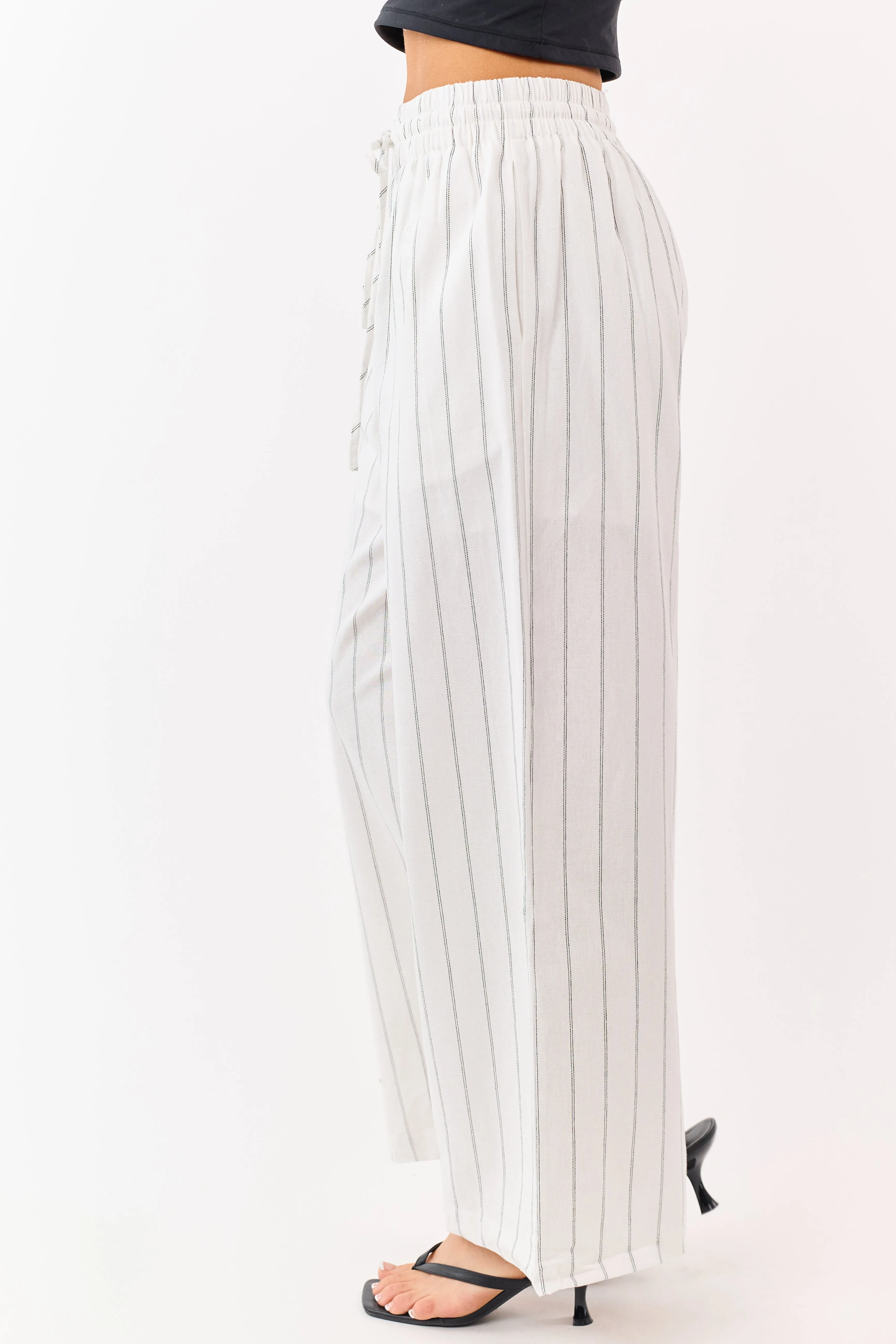 Entro Ivory Striped Linen Blend Drawstring Pants sold by Lime Lush product image thumbnail 3