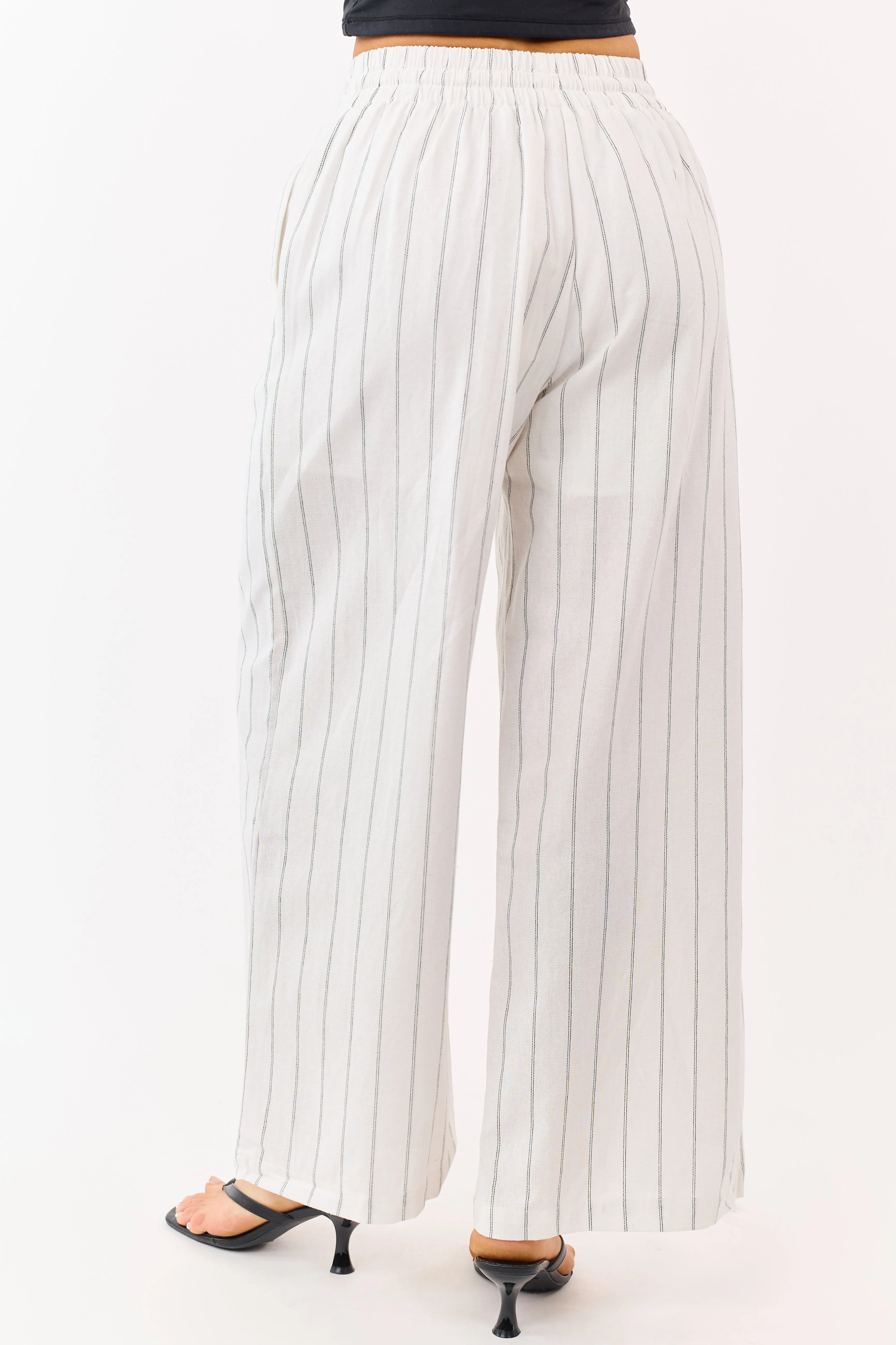 Entro Ivory Striped Linen Blend Drawstring Pants sold by Lime Lush product image thumbnail 4