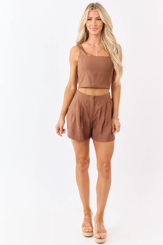 Sepia Crop Tank Top and Flowy Shorts Set made by Lime Lush