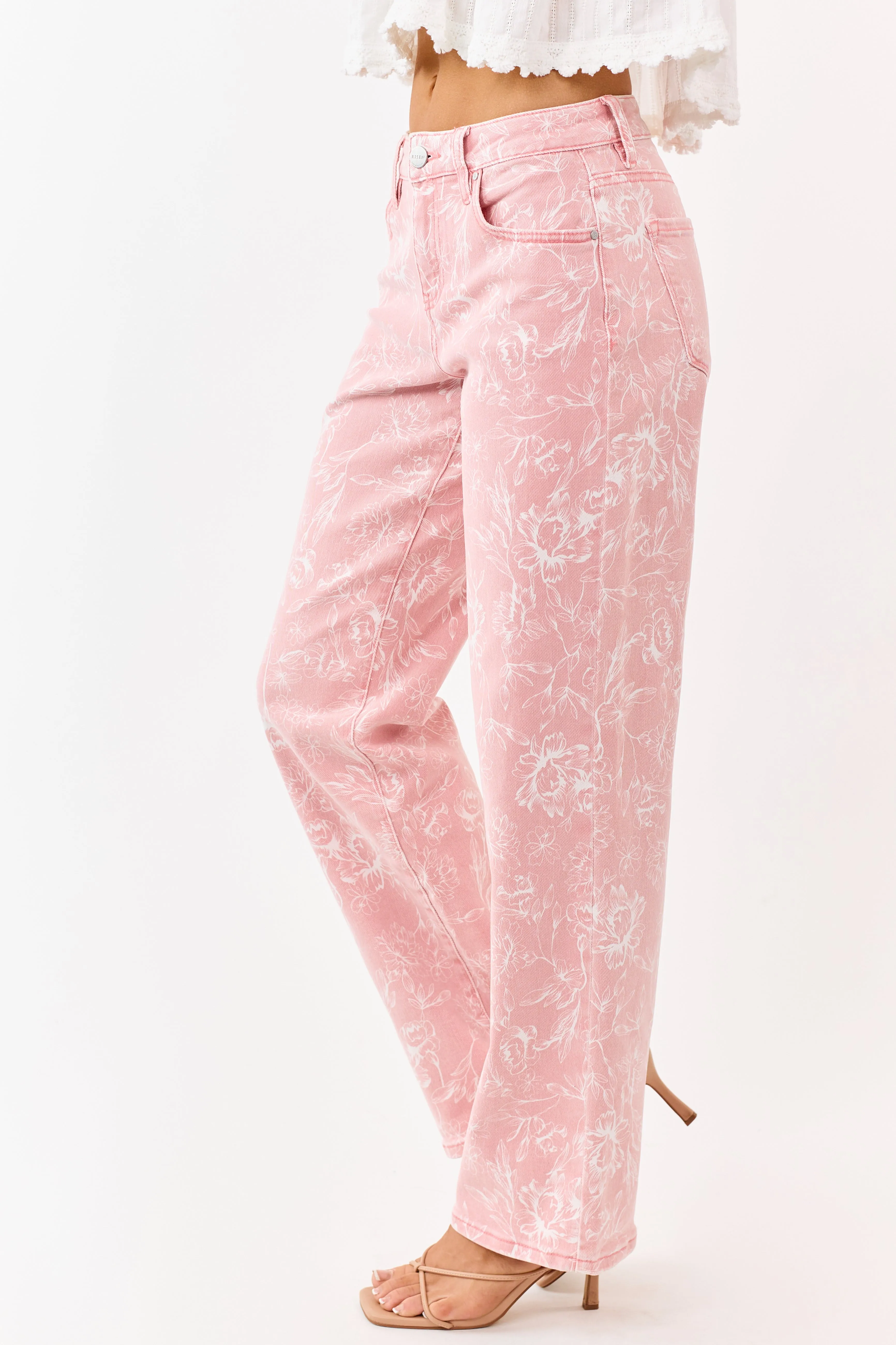 Risen Punch Floral Relaxed Straight Stretchy Jeans sold by Lime Lush product image thumbnail 3