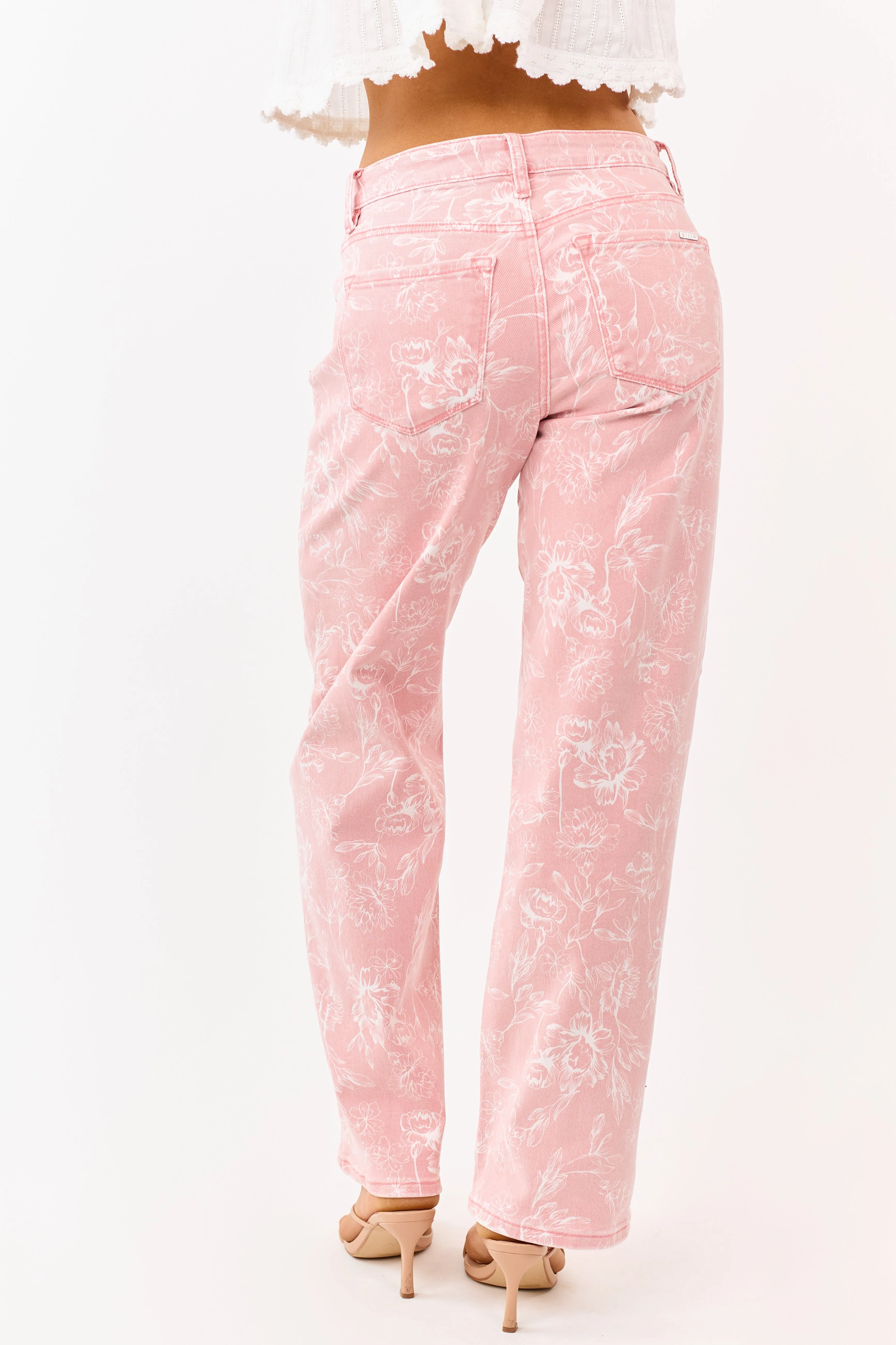 Risen Punch Floral Relaxed Straight Stretchy Jeans sold by Lime Lush product image thumbnail 4