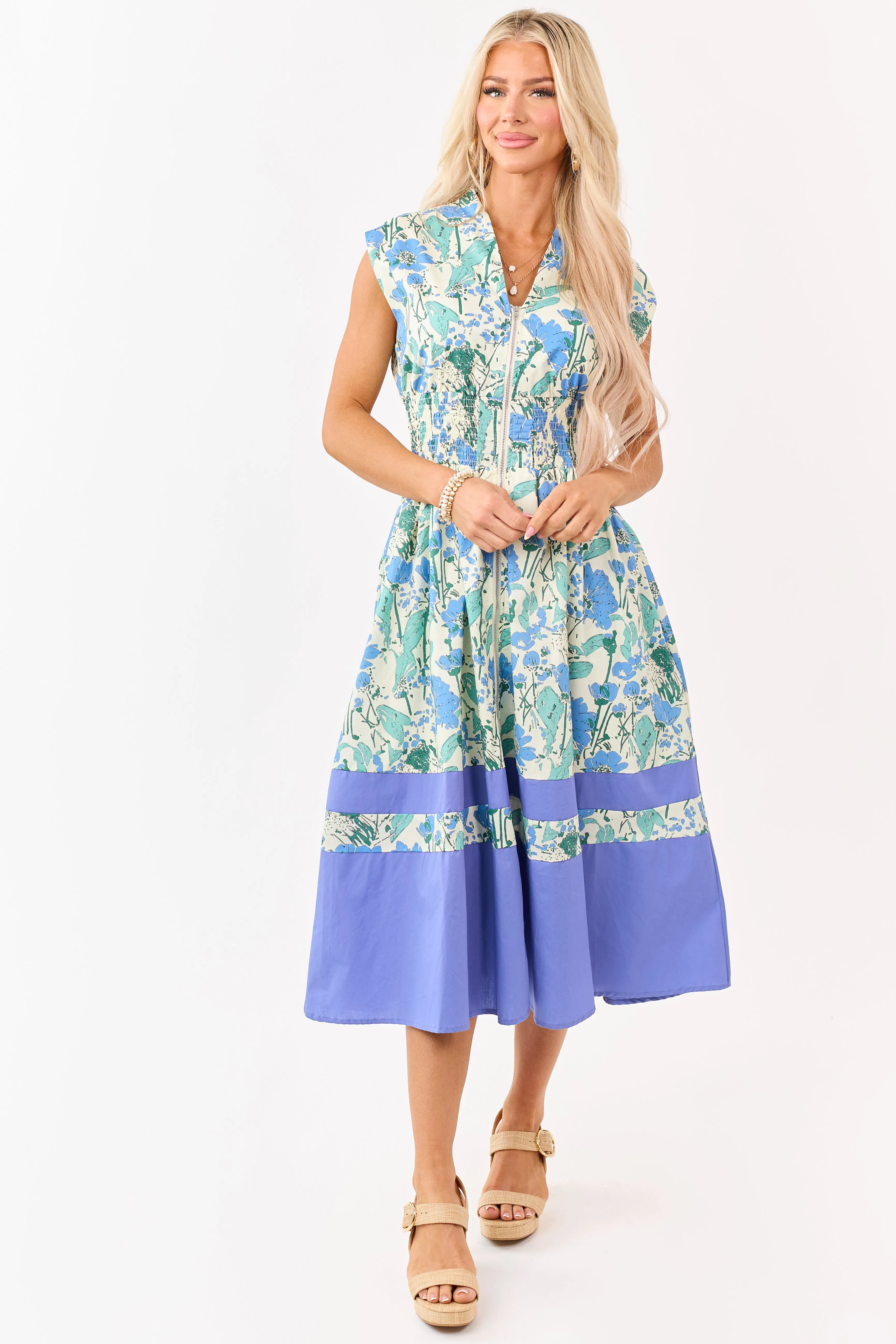 She+Sky Buttercream Floral Print Cotton Midi Dress sold by Lime Lush product image thumbnail 3