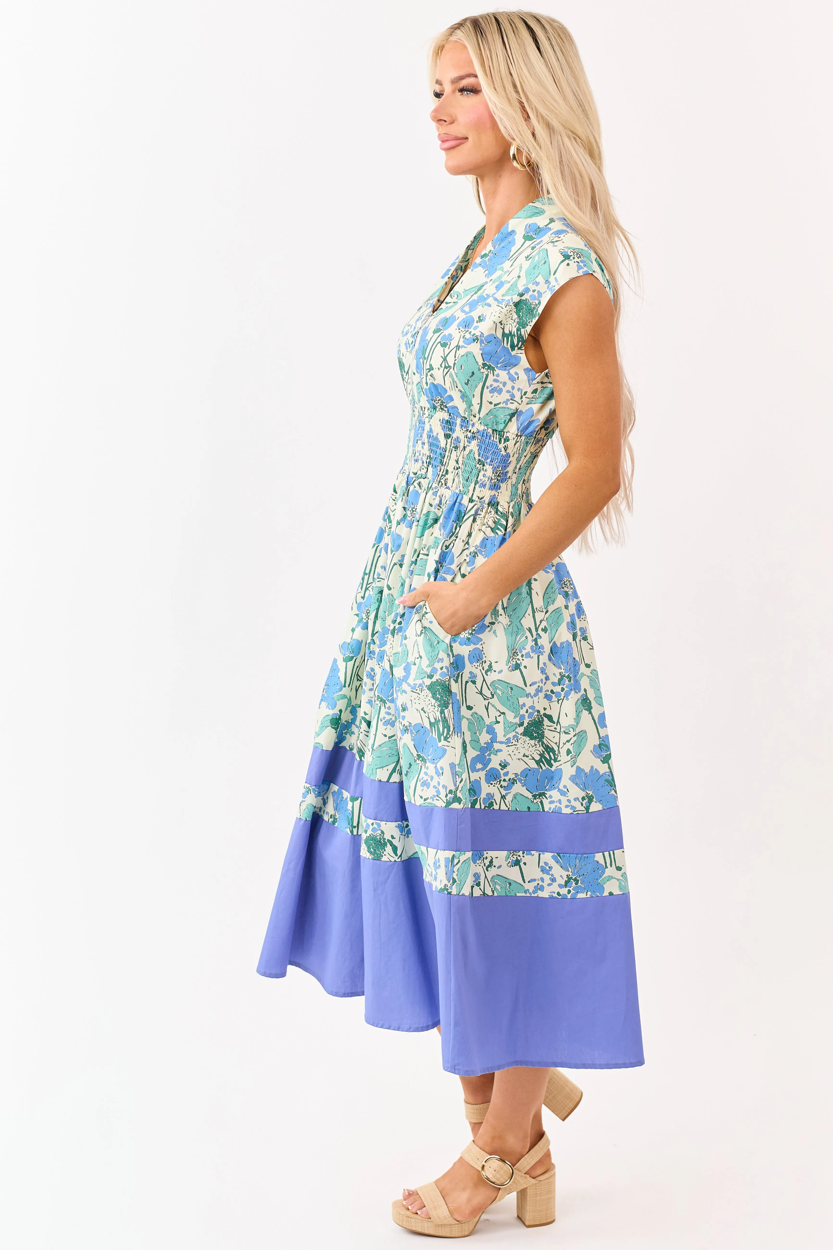 She+Sky Buttercream Floral Print Cotton Midi Dress sold by Lime Lush product image thumbnail 4