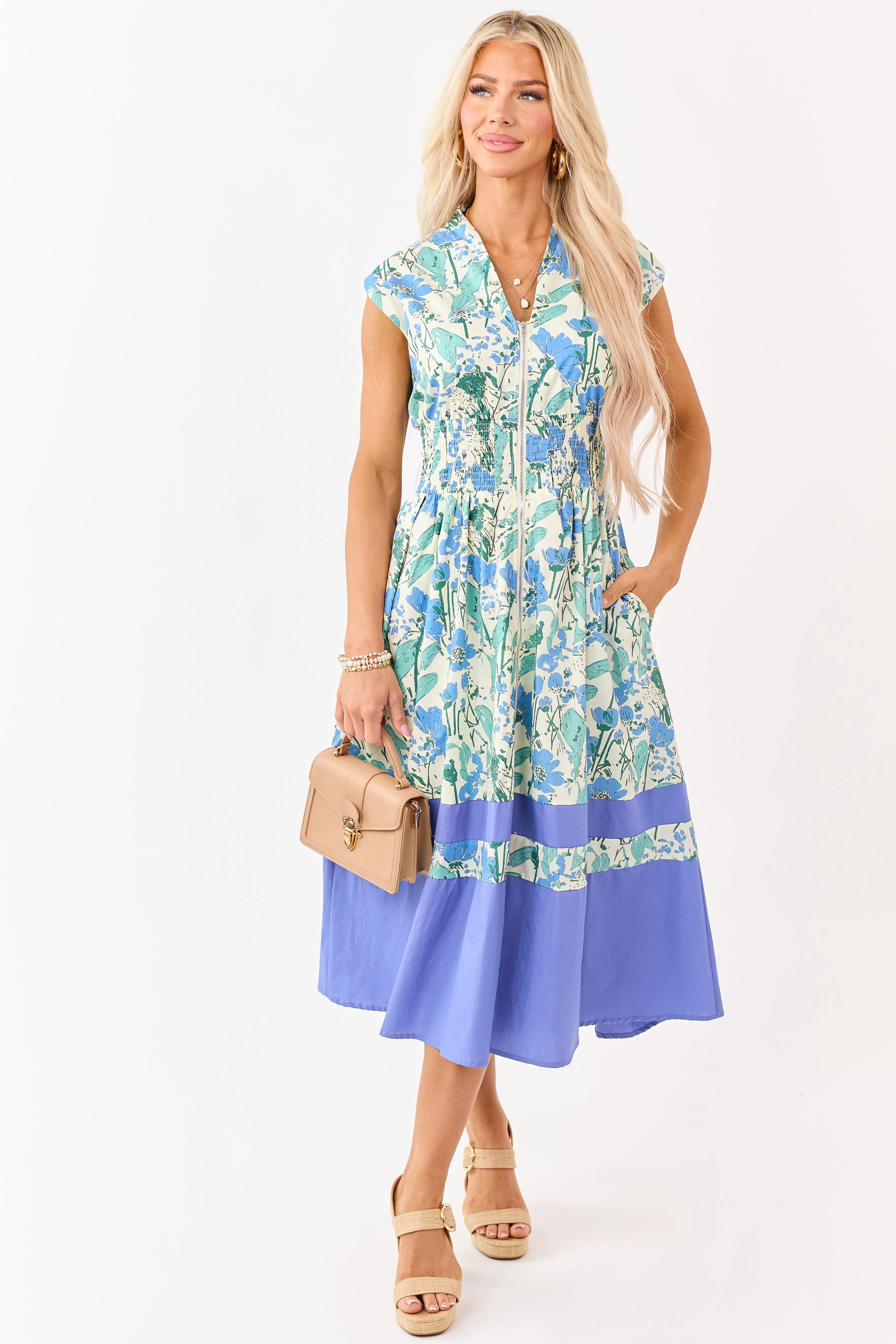 She+Sky Buttercream Floral Print Cotton Midi Dress sold by Lime Lush product image thumbnail 2