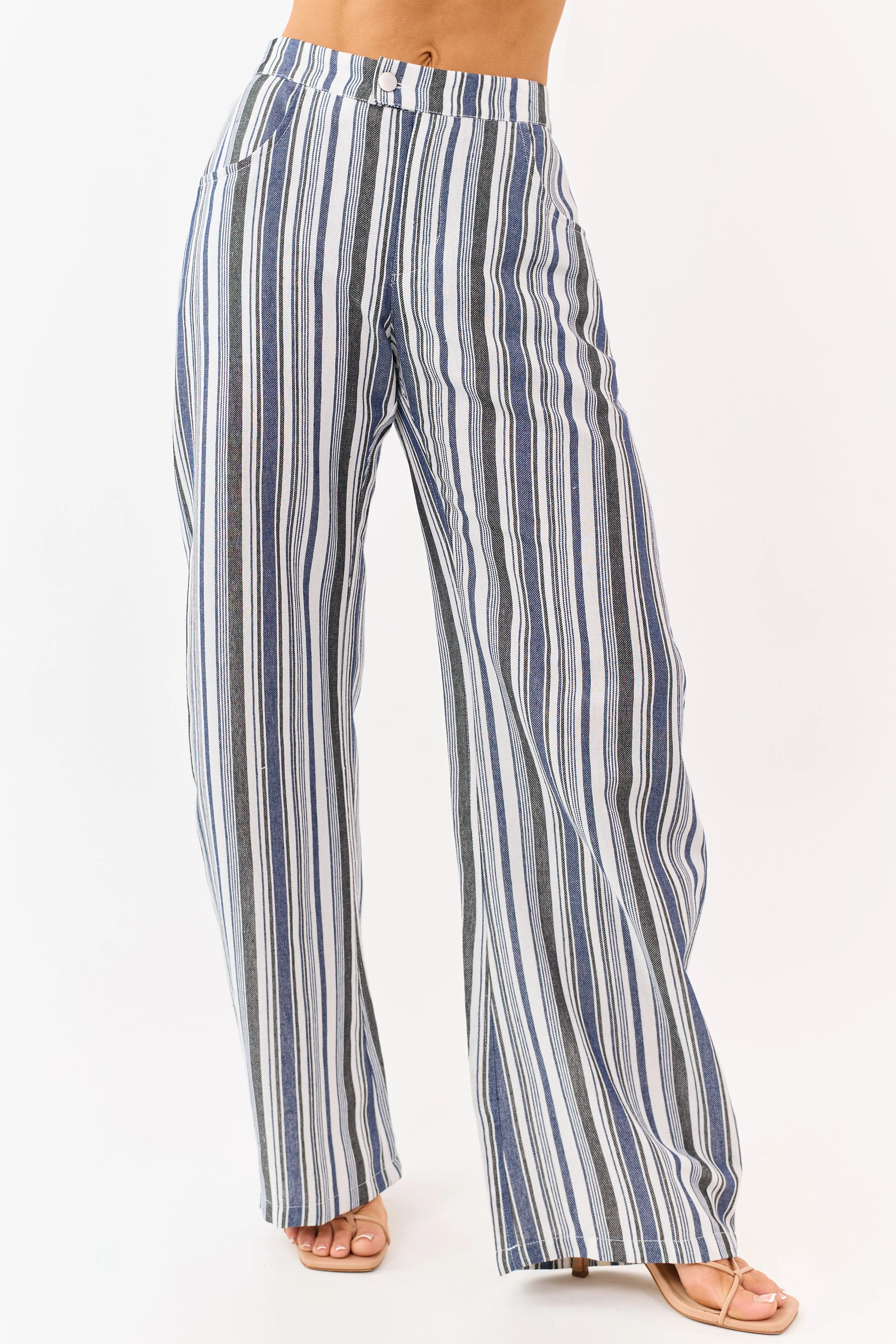 Vanilla and Cobalt Striped Wide Leg Pants sold by Lime Lush product image thumbnail 2
