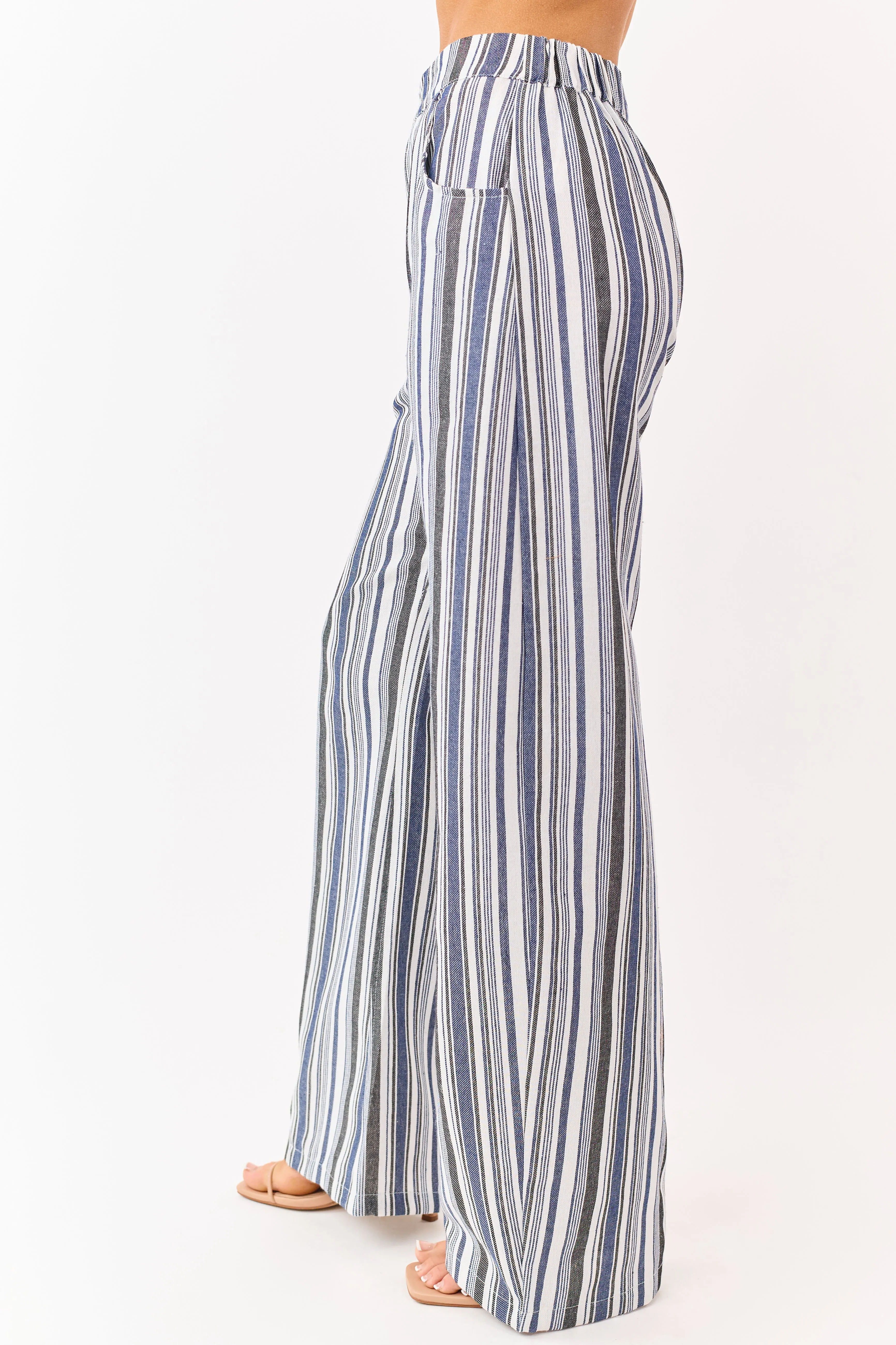 Vanilla and Cobalt Striped Wide Leg Pants sold by Lime Lush product image thumbnail 3