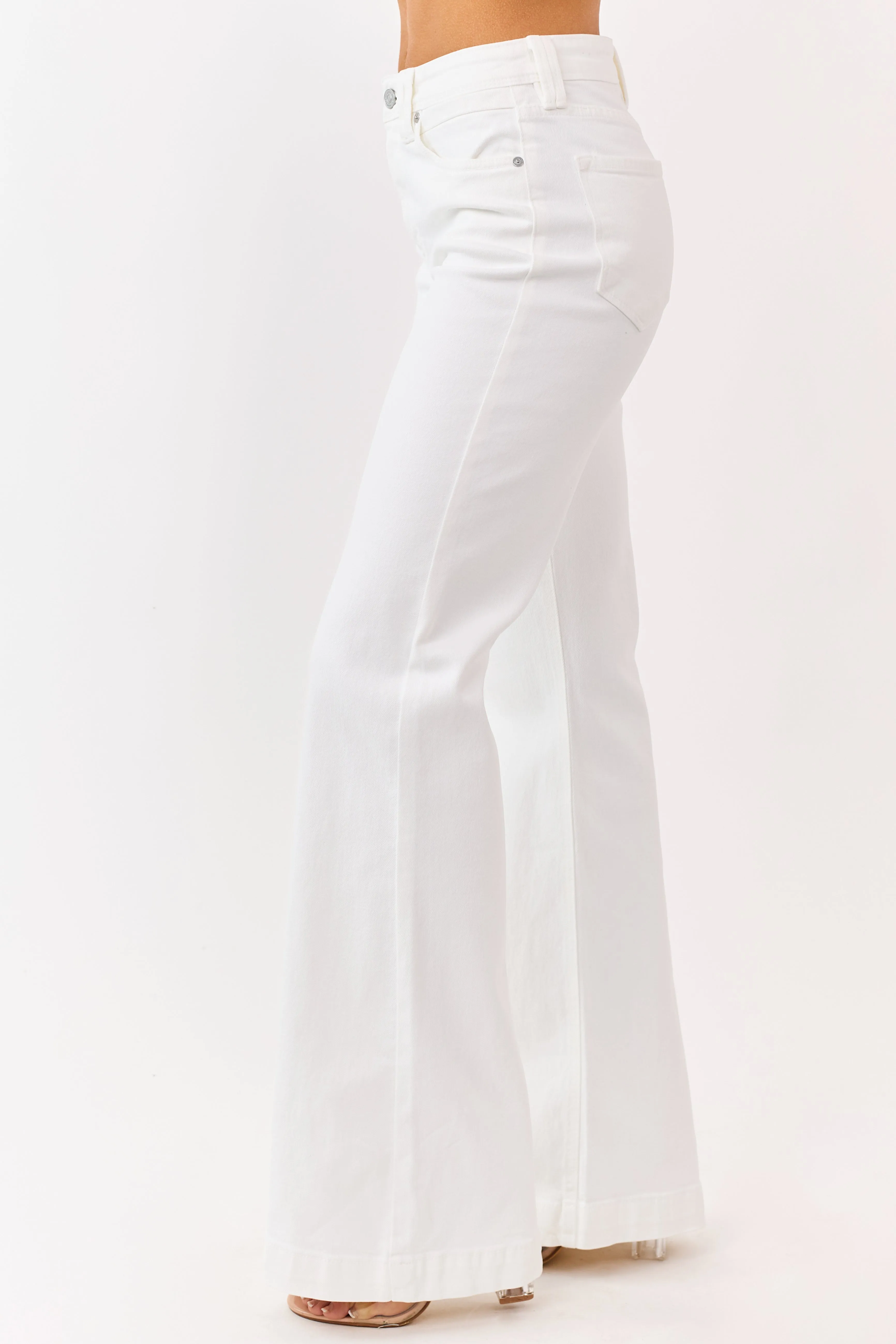 KanCan Ivory High Rise Wide Relaxed Flare Jeans sold by Lime Lush product image thumbnail 3