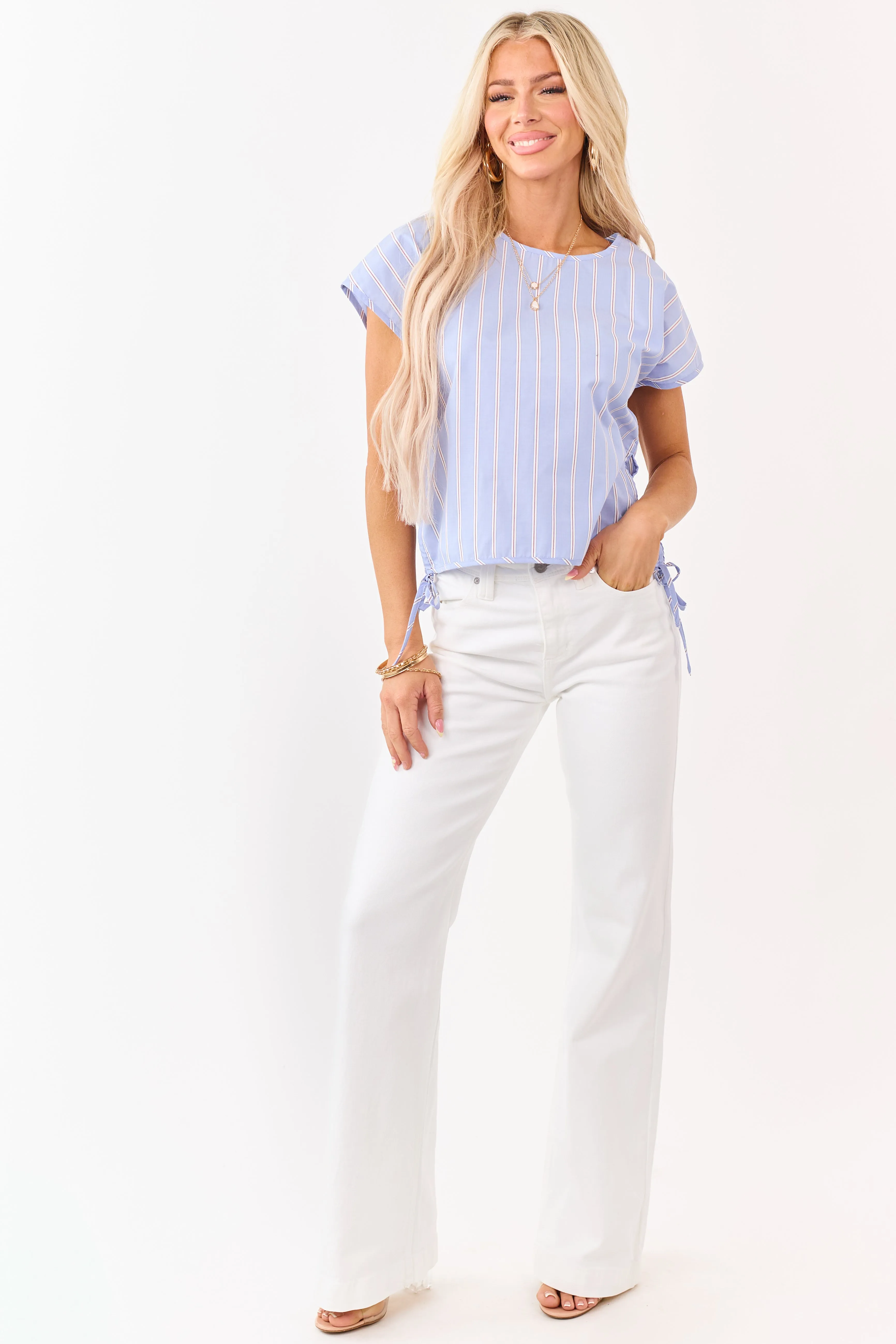 KanCan Ivory High Rise Wide Relaxed Flare Jeans sold by Lime Lush product image thumbnail 5