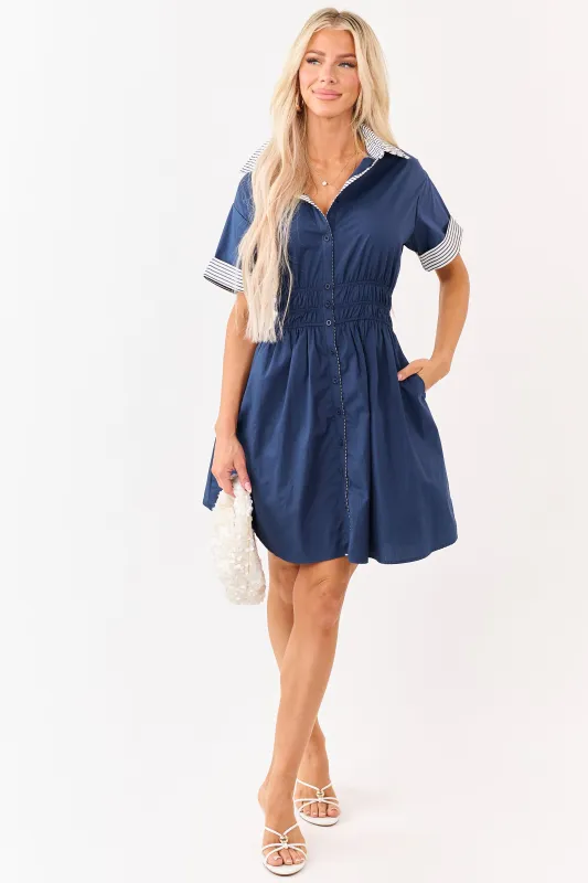 She+Sky Navy Button Down Cotton Mini Dress made by She and Sky