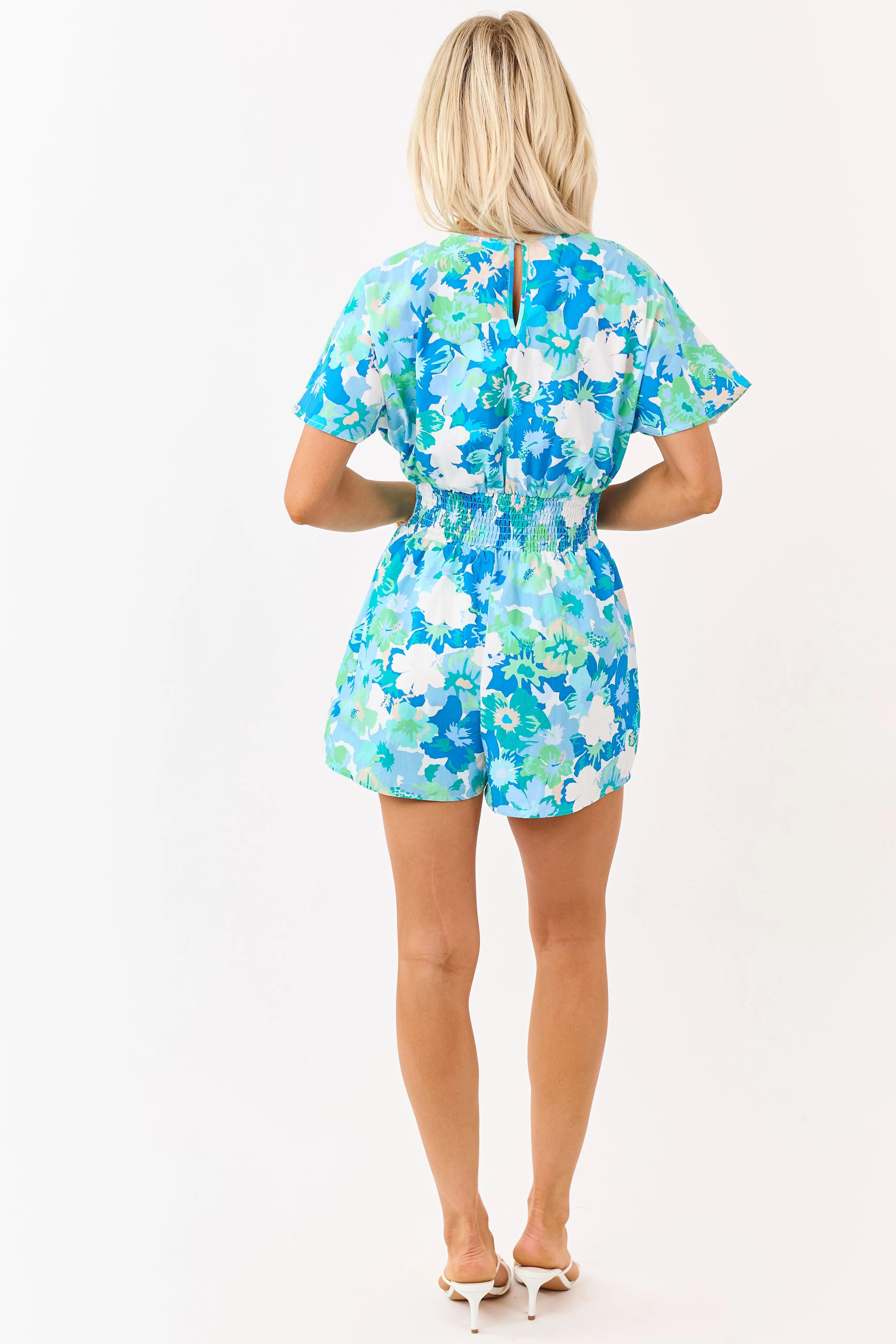She+Sky Powder Blue Floral Print Cotton Romper sold by Lime Lush product image thumbnail 5