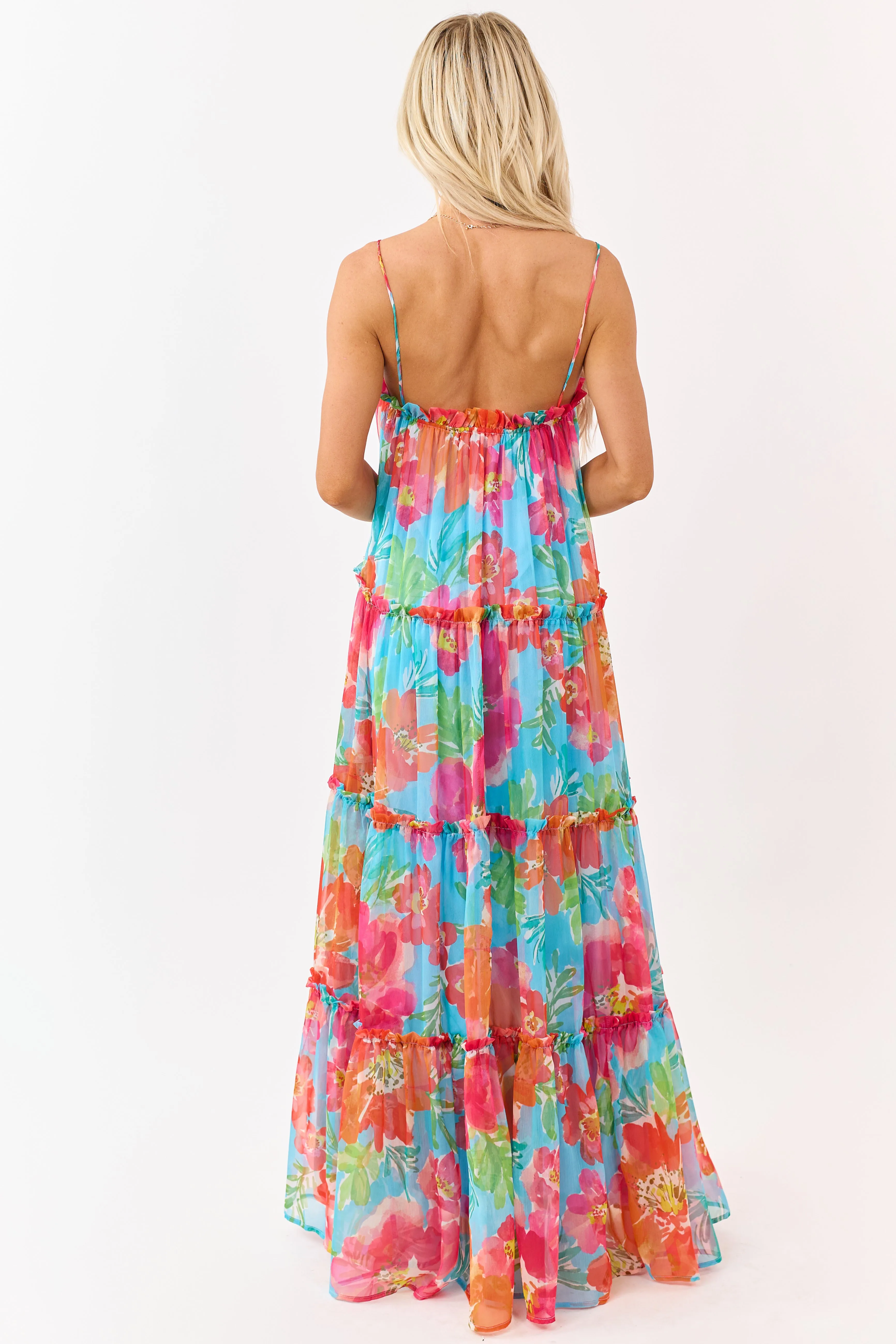 Flying Tomato Azure Floral Print Chiffon Maxi Dress sold by Lime Lush product image thumbnail 5