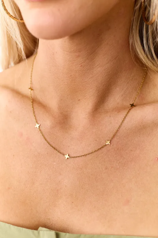 Gold Mini Cross Dainty Chain Necklace made by Lime Lush