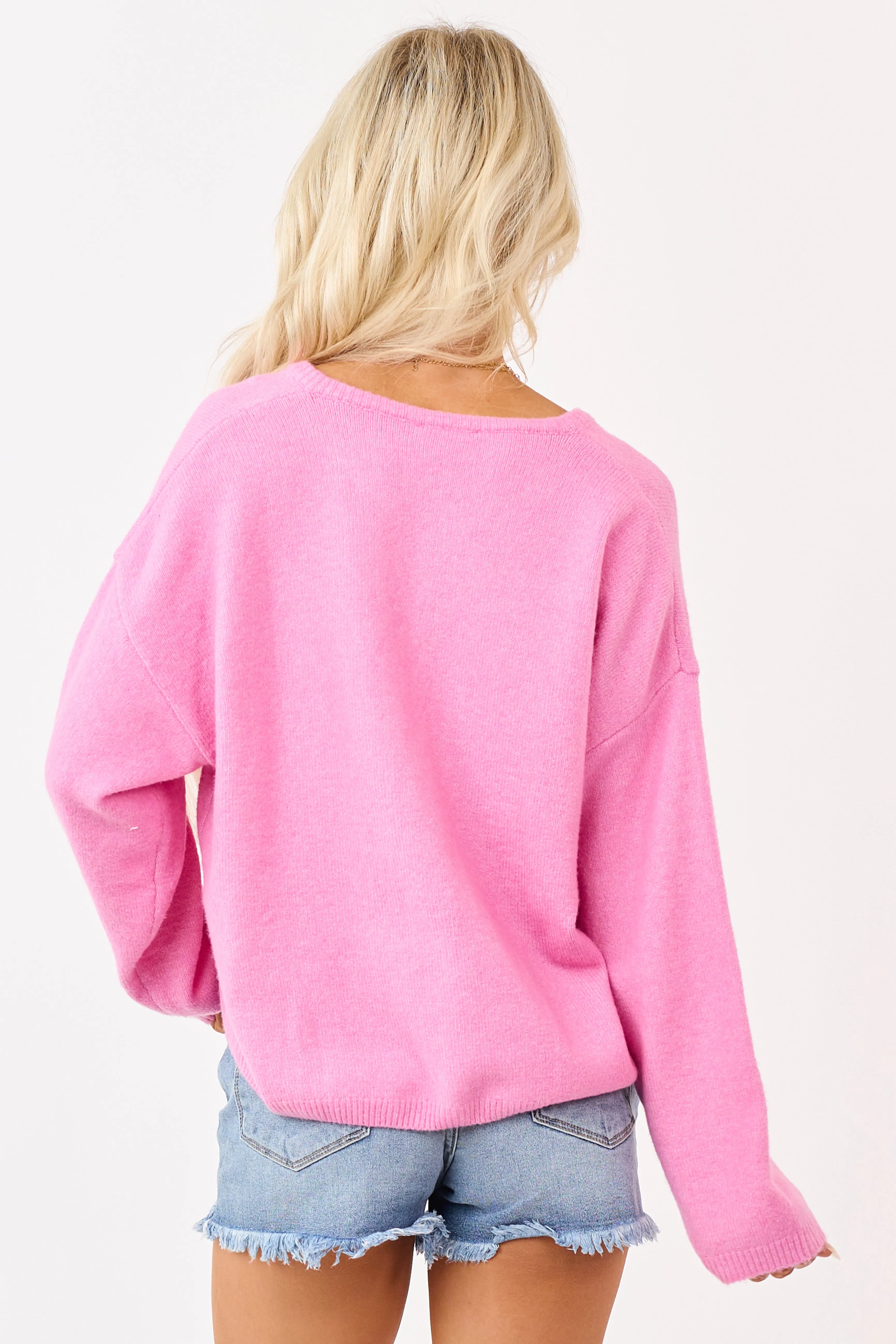 Bubblegum Soft Rib Knit Button Down Cardigan sold by Lime Lush product image thumbnail 5