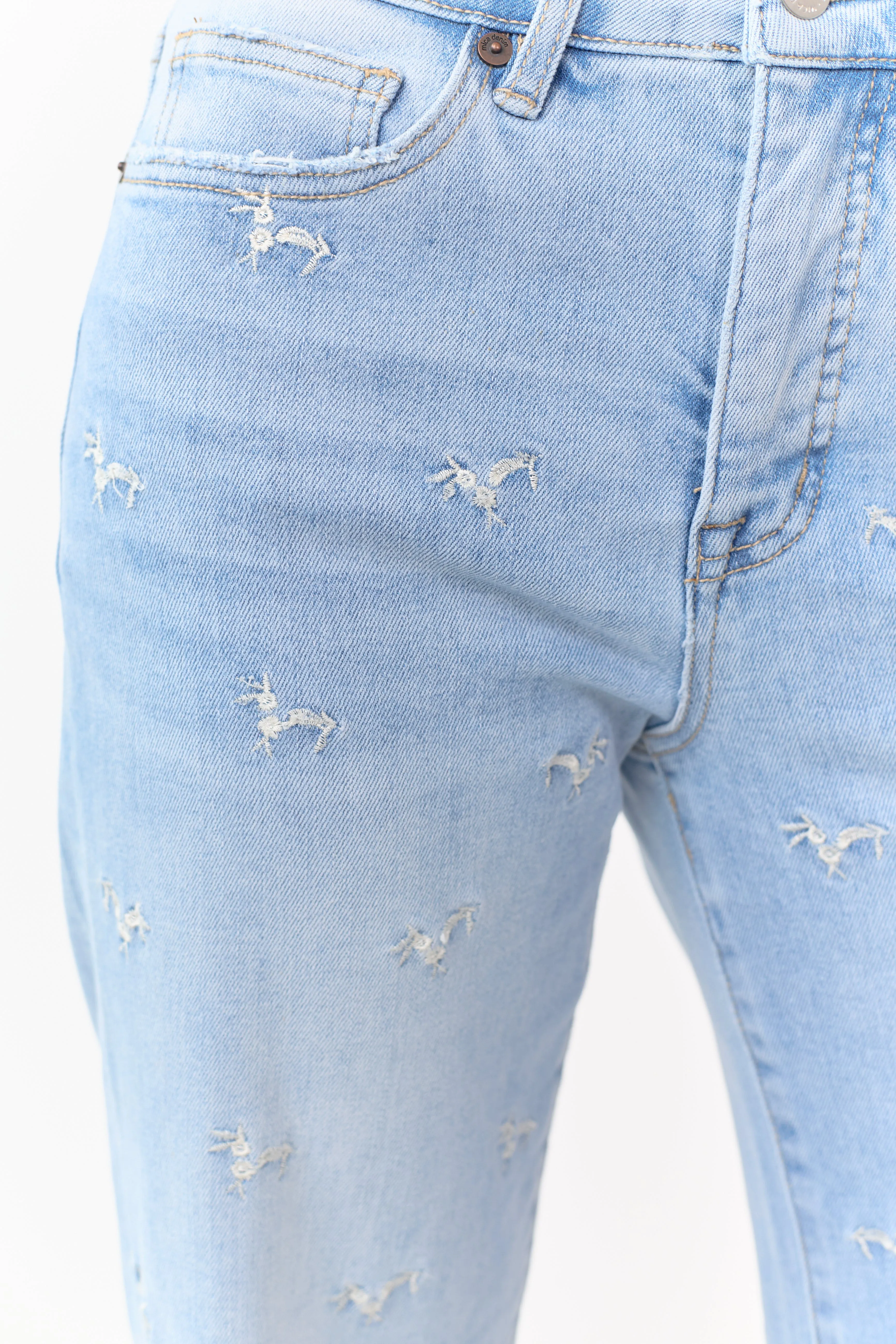 Mica Denim Light Embroidered Tummy Control Wide Jeans sold by Lime Lush product image thumbnail 2