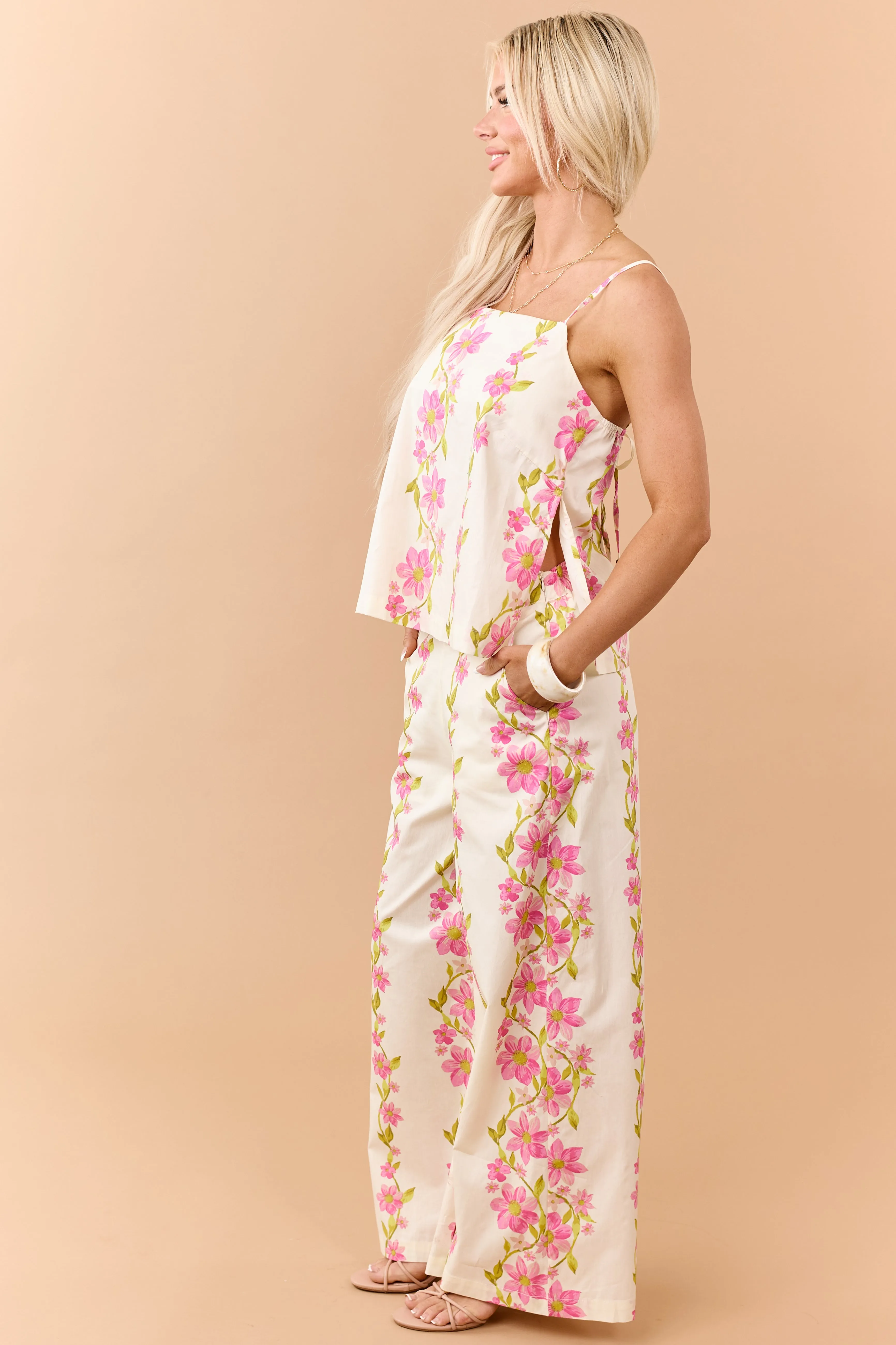 Buttercream Cotton Floral Tank Top and Pants Set sold by Lime Lush product image thumbnail 5