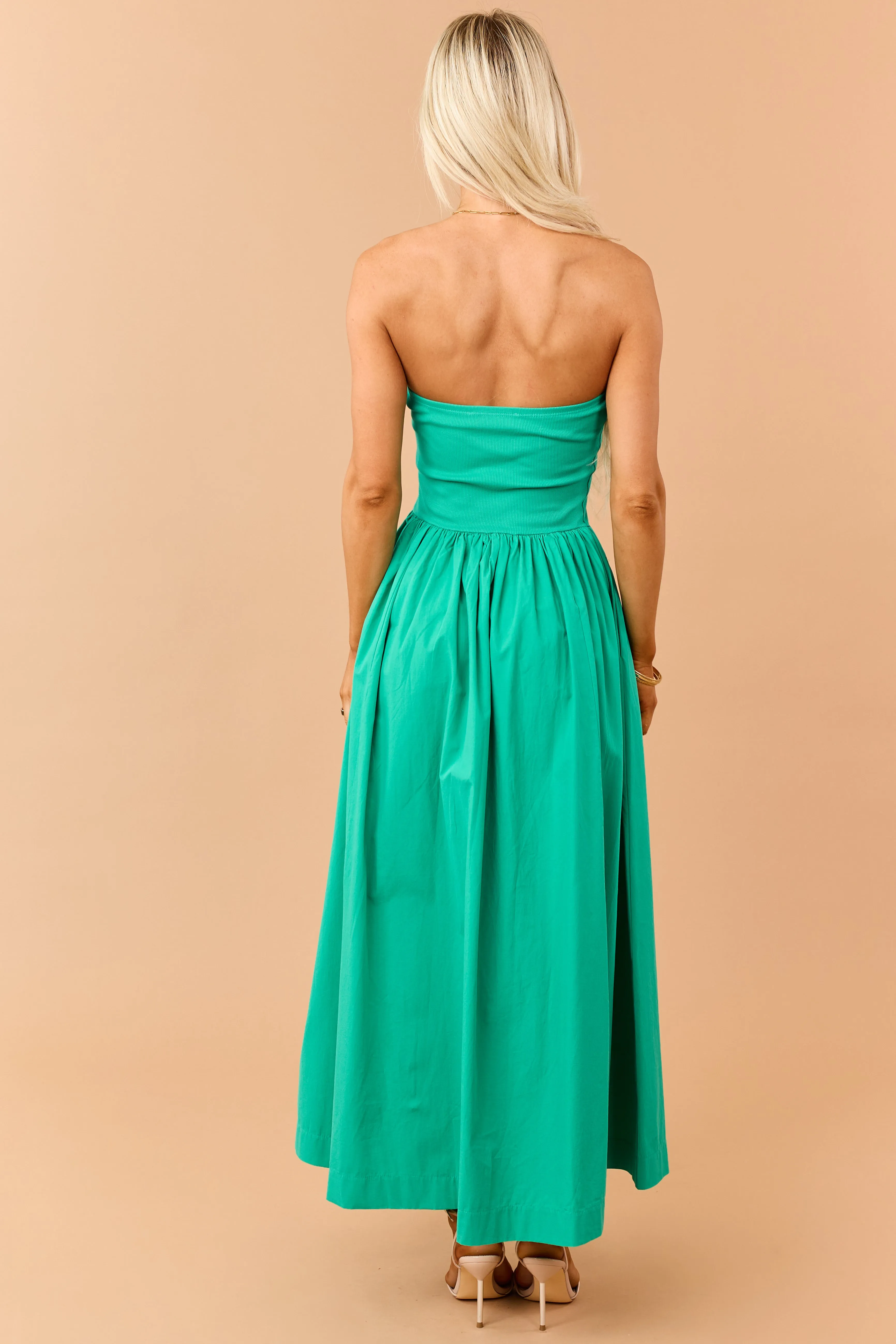 Kelly Green Strapless Knit Contrast Cotton Maxi Dress sold by Lime Lush product image thumbnail 5