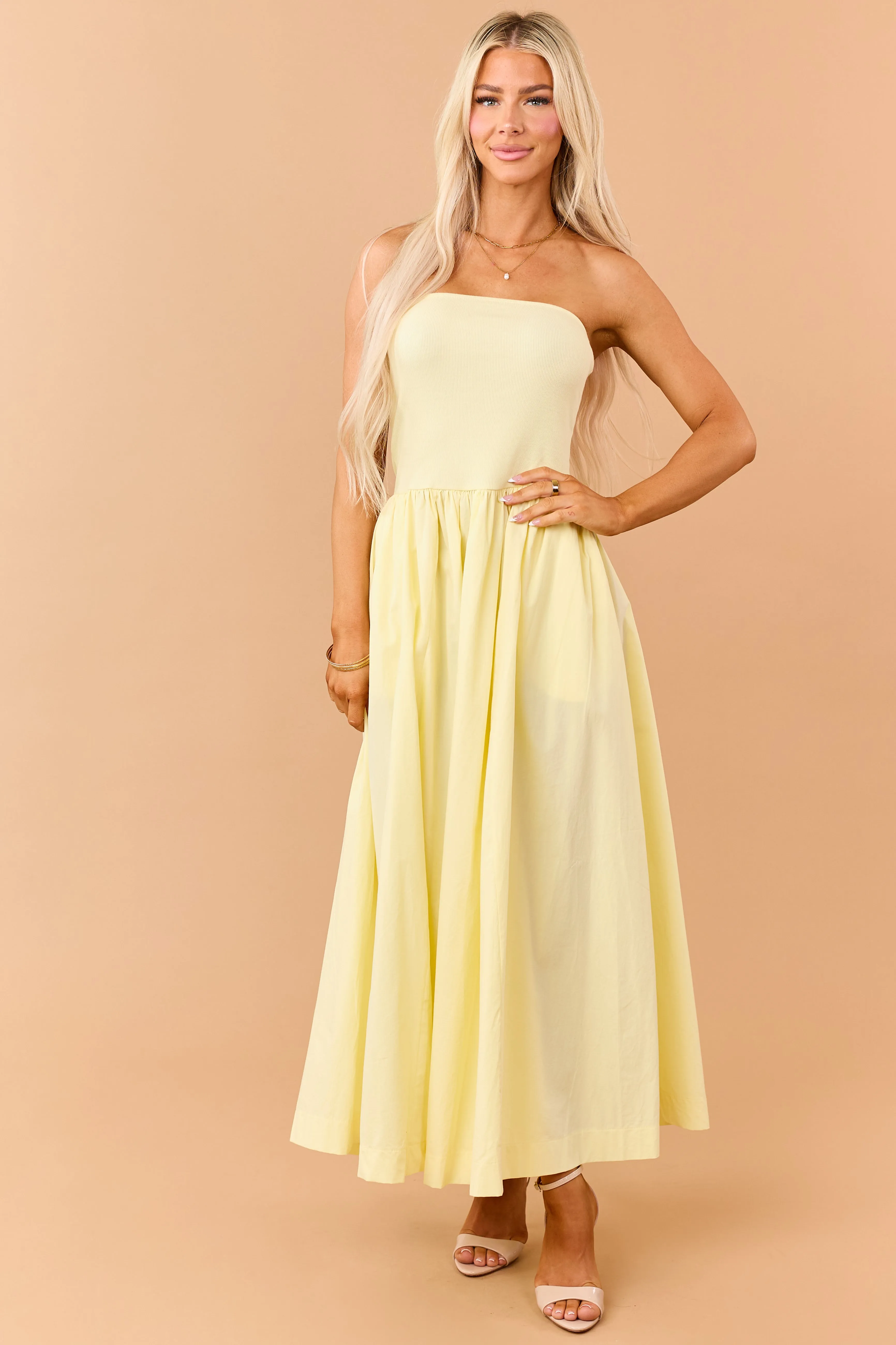Honeysuckle Strapless Knit Contrast Cotton Maxi Dress sold by Lime Lush product image thumbnail 2