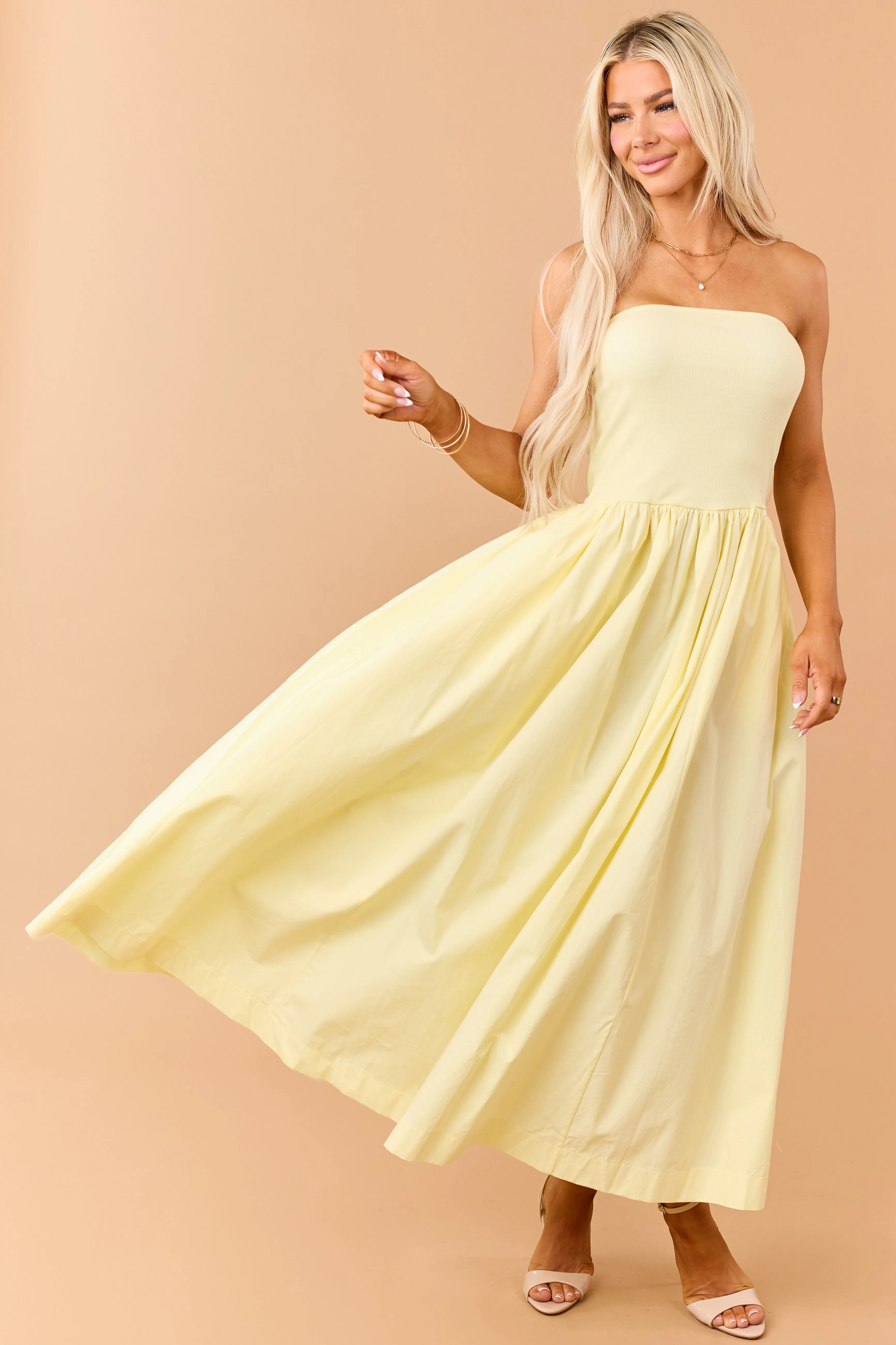 Honeysuckle Strapless Knit Contrast Cotton Maxi Dress sold by Lime Lush product image thumbnail 3