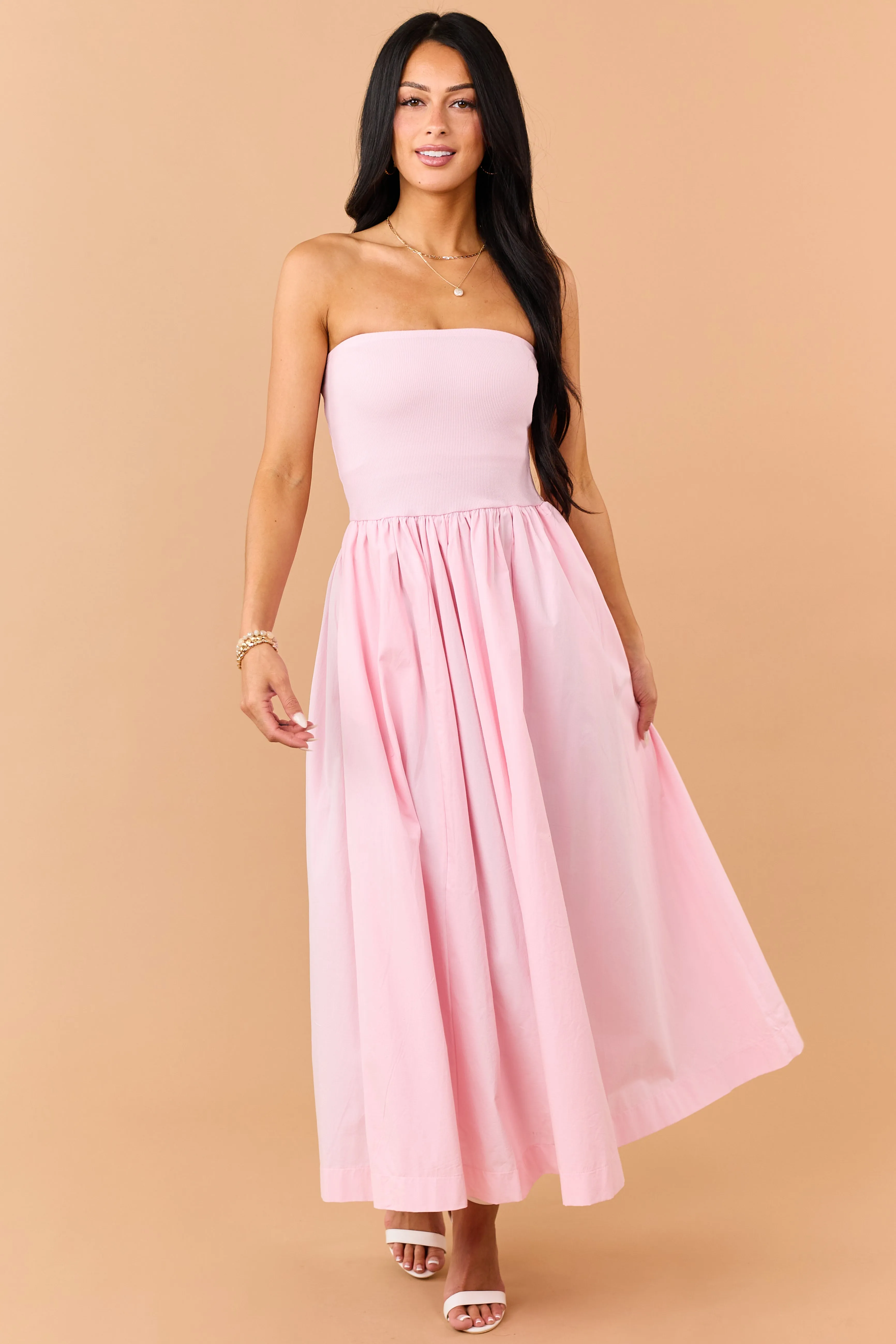 Carnation Strapless Knit Contrast Cotton Maxi Dress sold by Lime Lush product image thumbnail 3