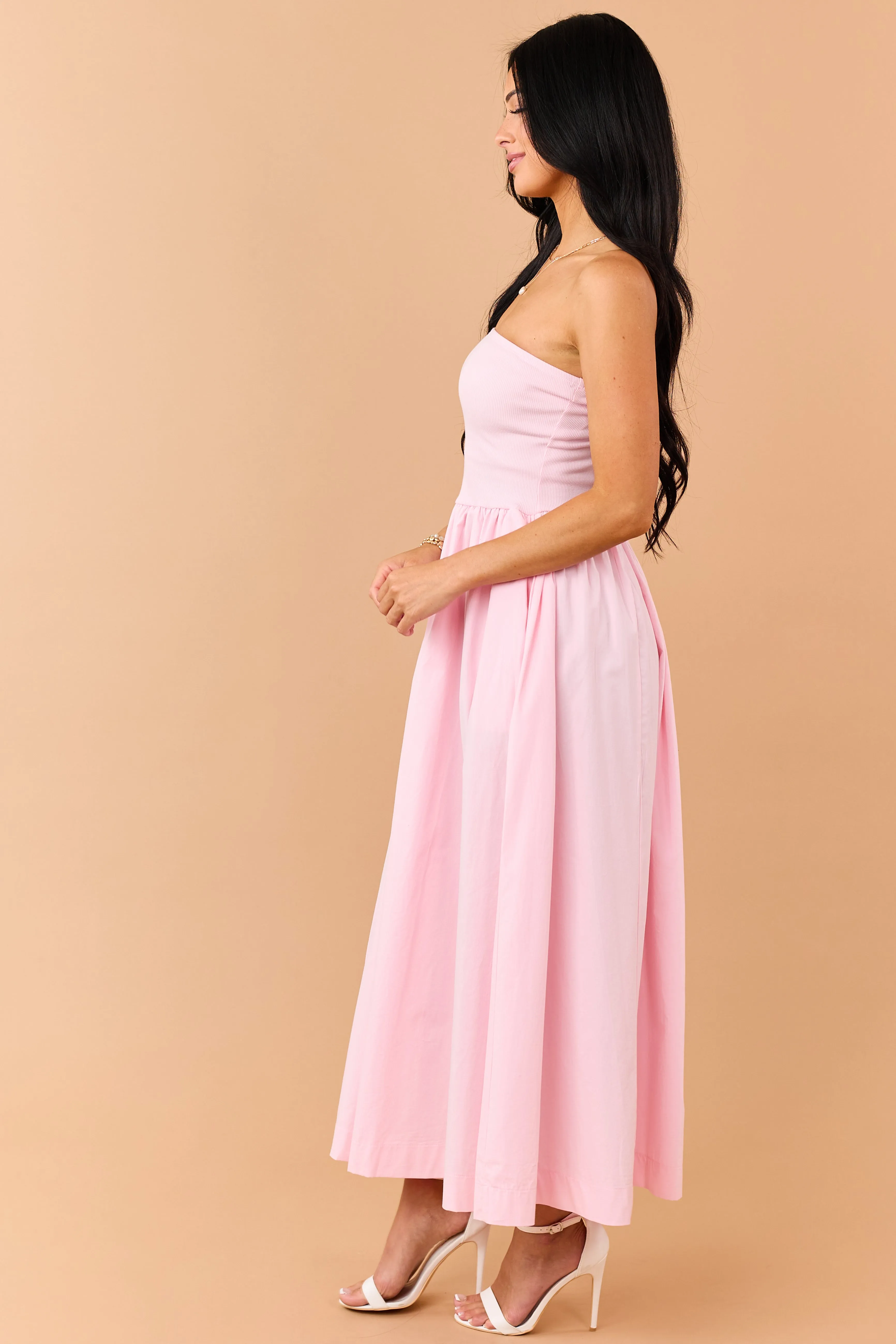 Carnation Strapless Knit Contrast Cotton Maxi Dress sold by Lime Lush product image thumbnail 4