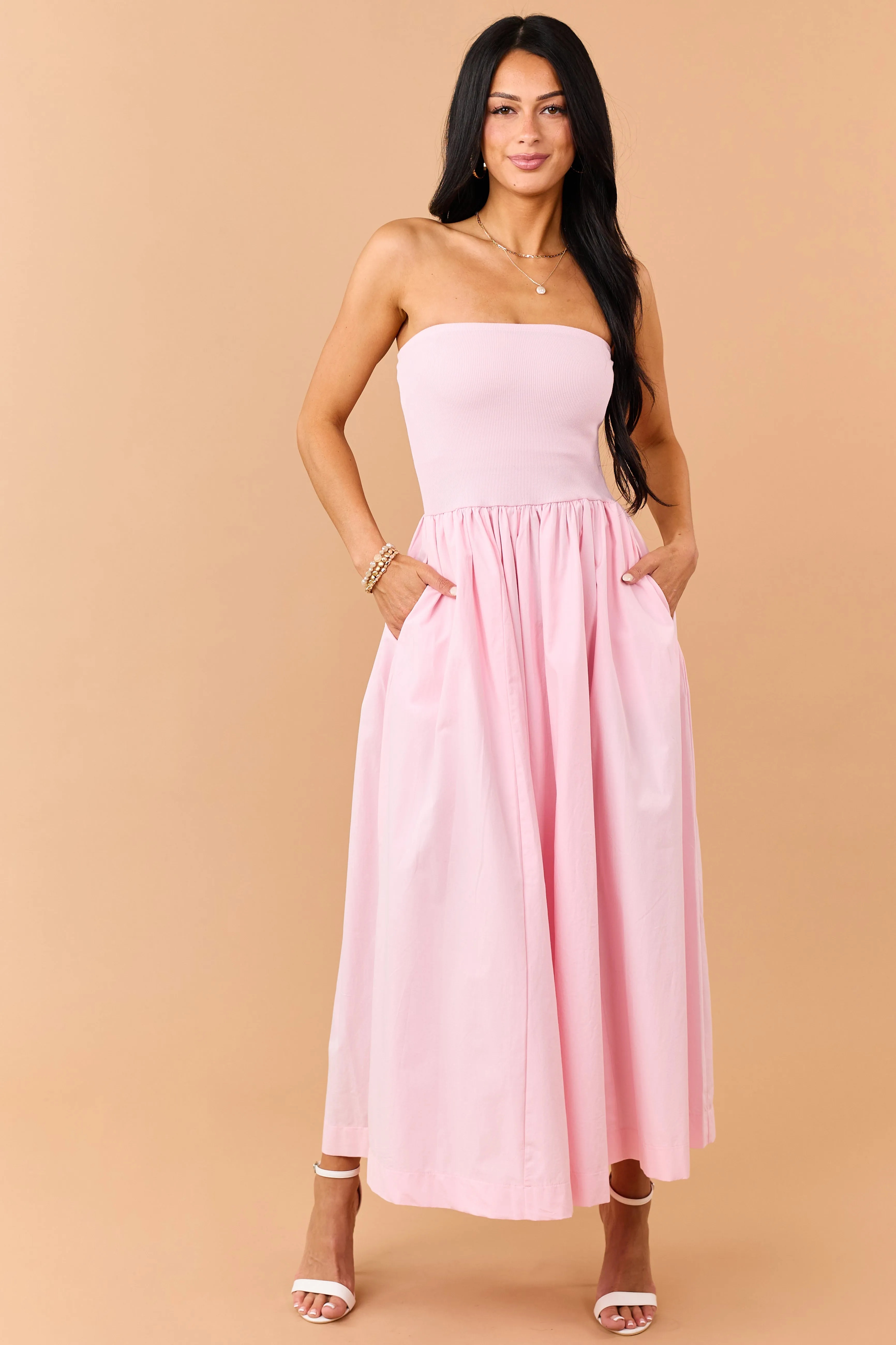 Carnation Strapless Knit Contrast Cotton Maxi Dress sold by Lime Lush product image thumbnail 2