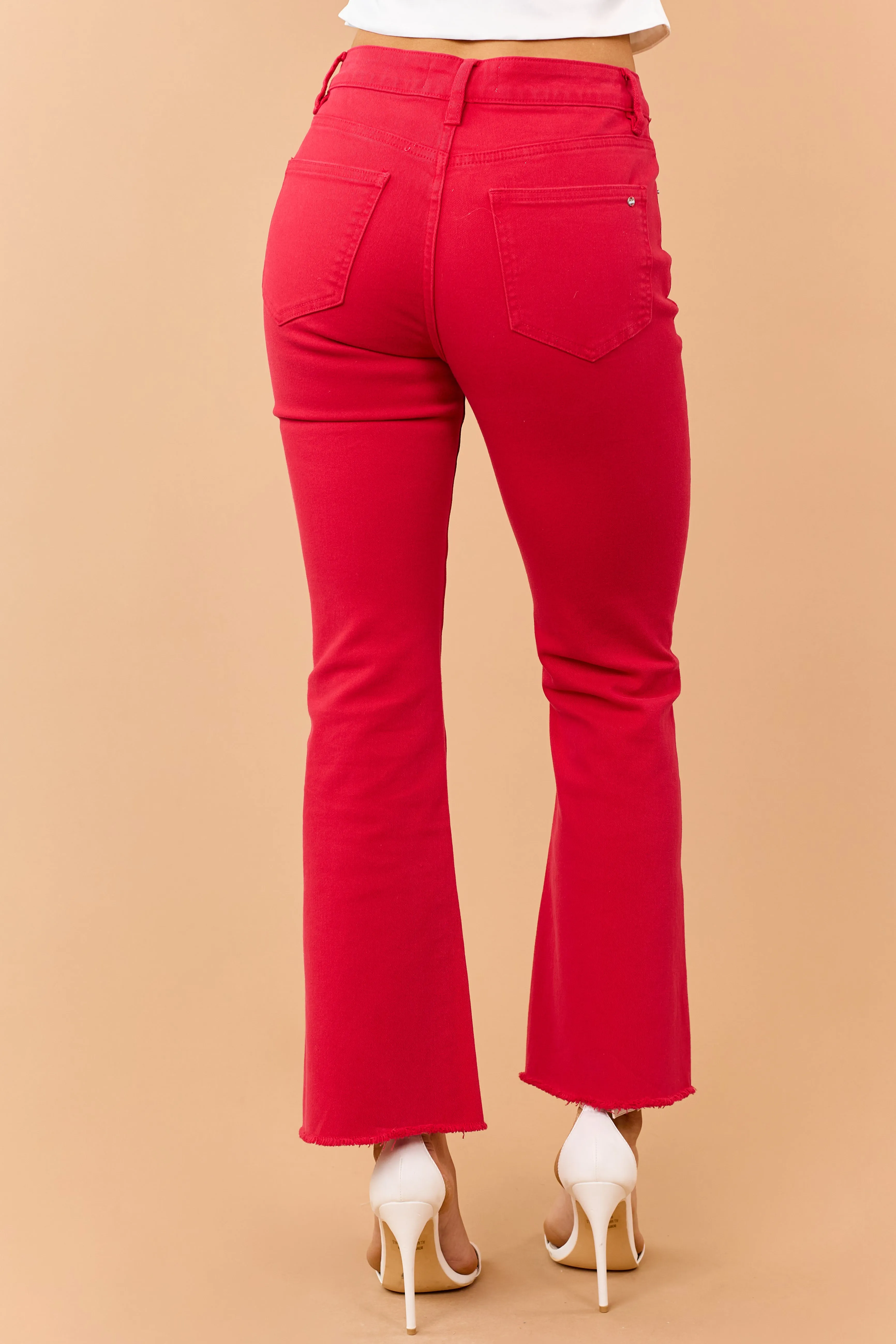 Mica Denim Lipstick High Rise Kick Flare Stretch Jeans sold by Lime Lush product image thumbnail 4