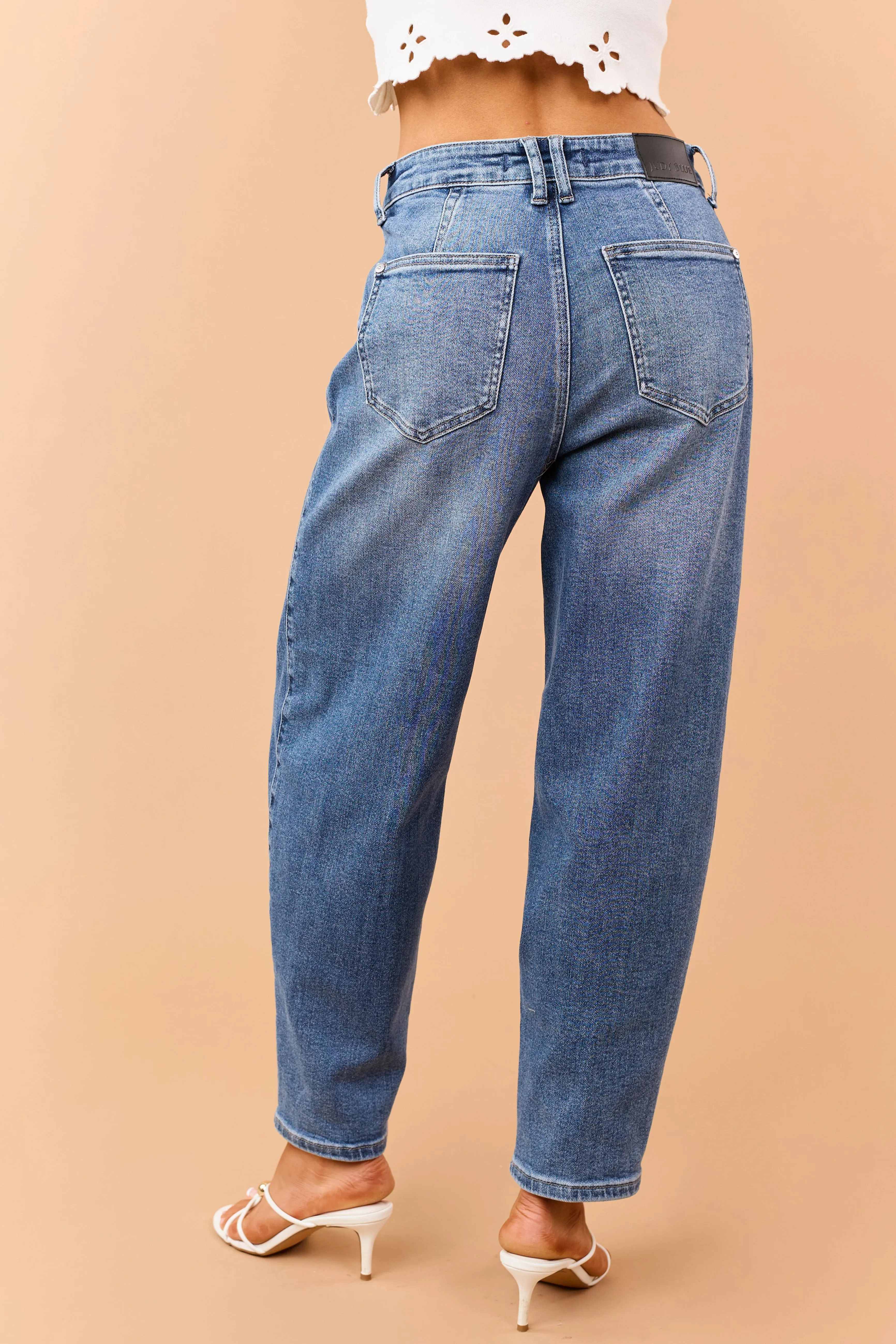 Judy Blue Dark Wash High Rise Barrel Jeans sold by Lime Lush product image thumbnail 4