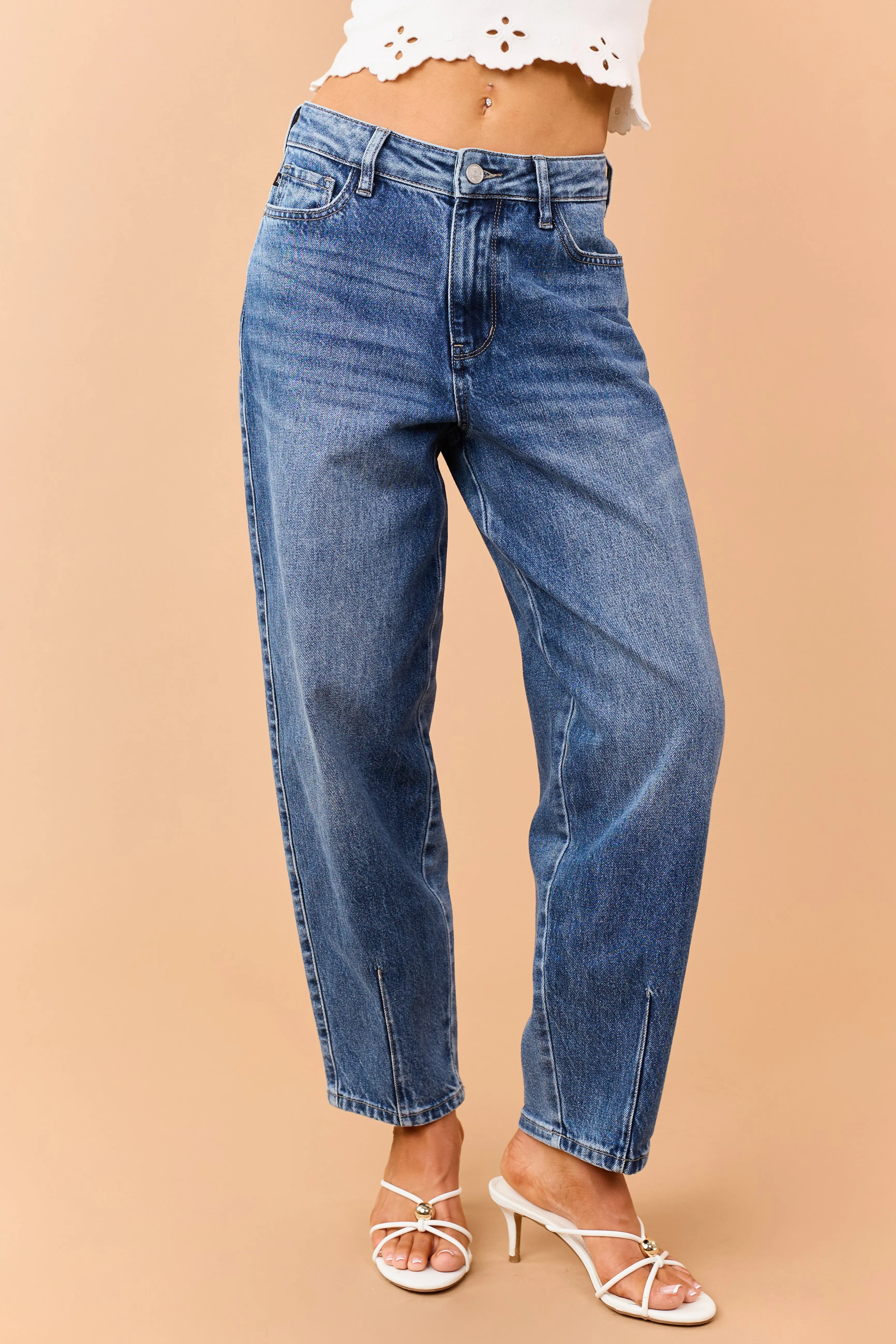 Judy Blue Dark Wash High Rise Barrel Jeans sold by Lime Lush product image thumbnail 2