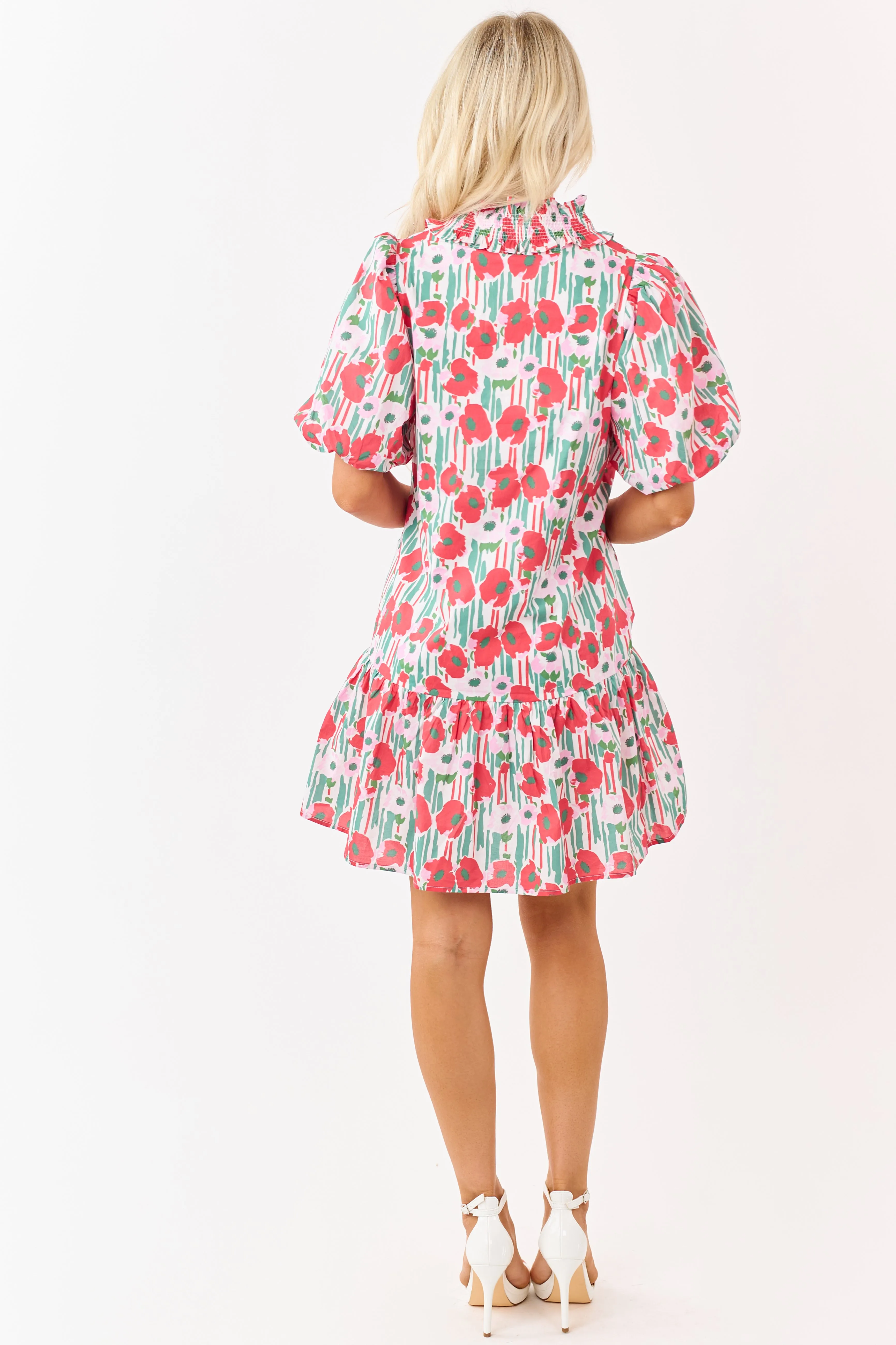 Entro Ruby Poppy Floral Cotton Puff Sleeve Mini Dress sold by Lime Lush product image thumbnail 5