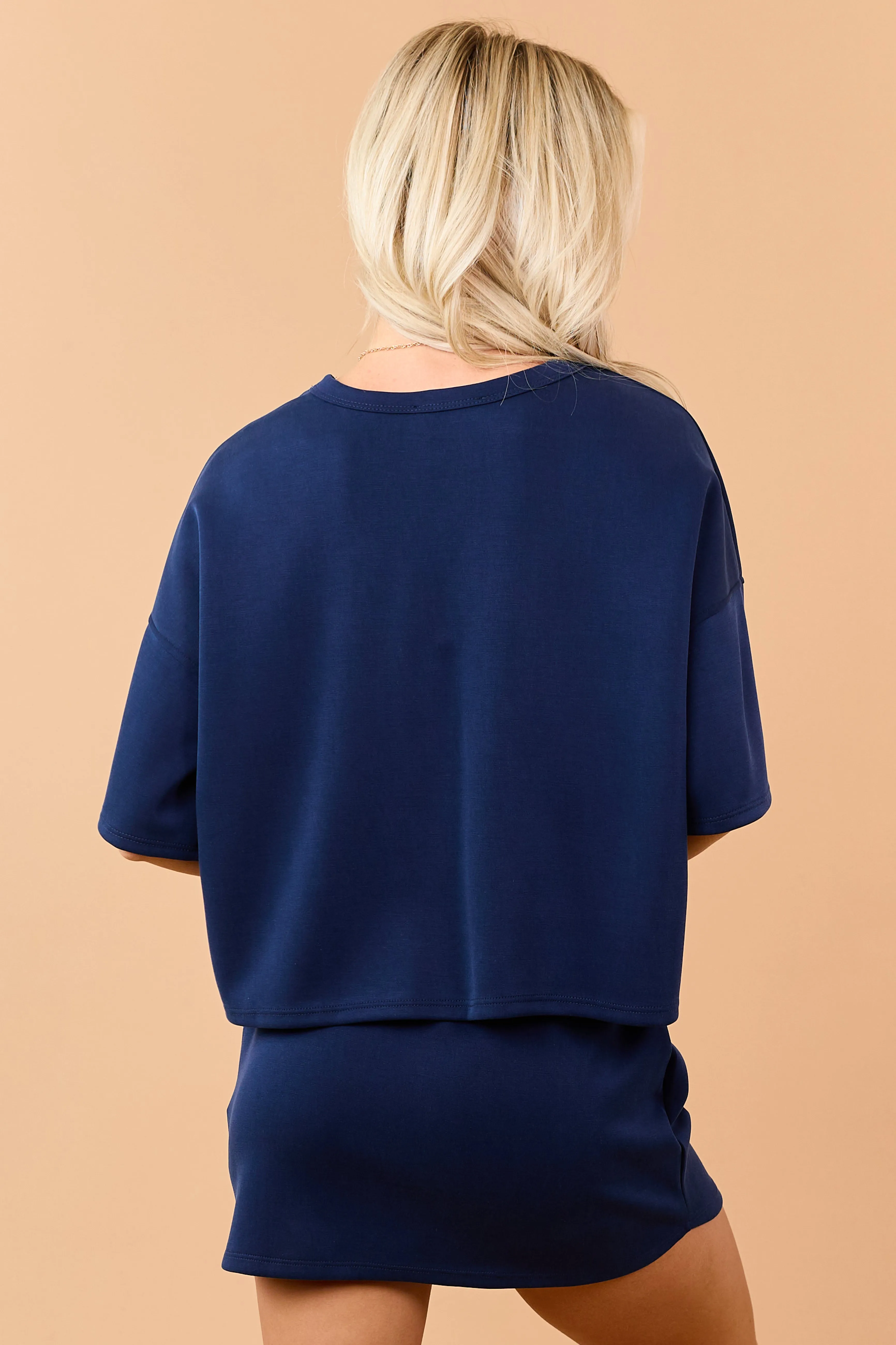Navy Short Sleeve Soft Knit Top sold by Lime Lush product image thumbnail 5