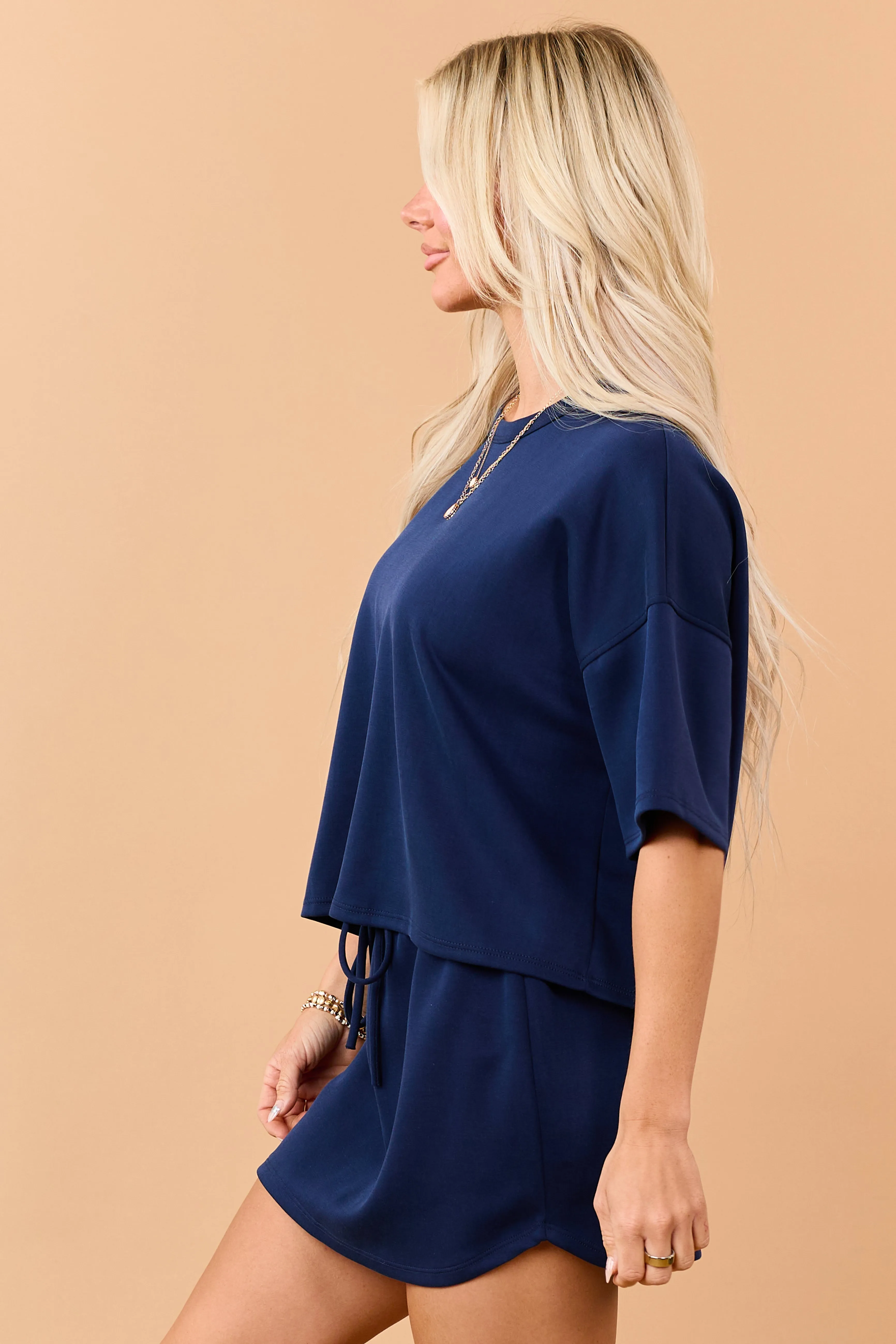 Navy Short Sleeve Soft Knit Top sold by Lime Lush product image thumbnail 4