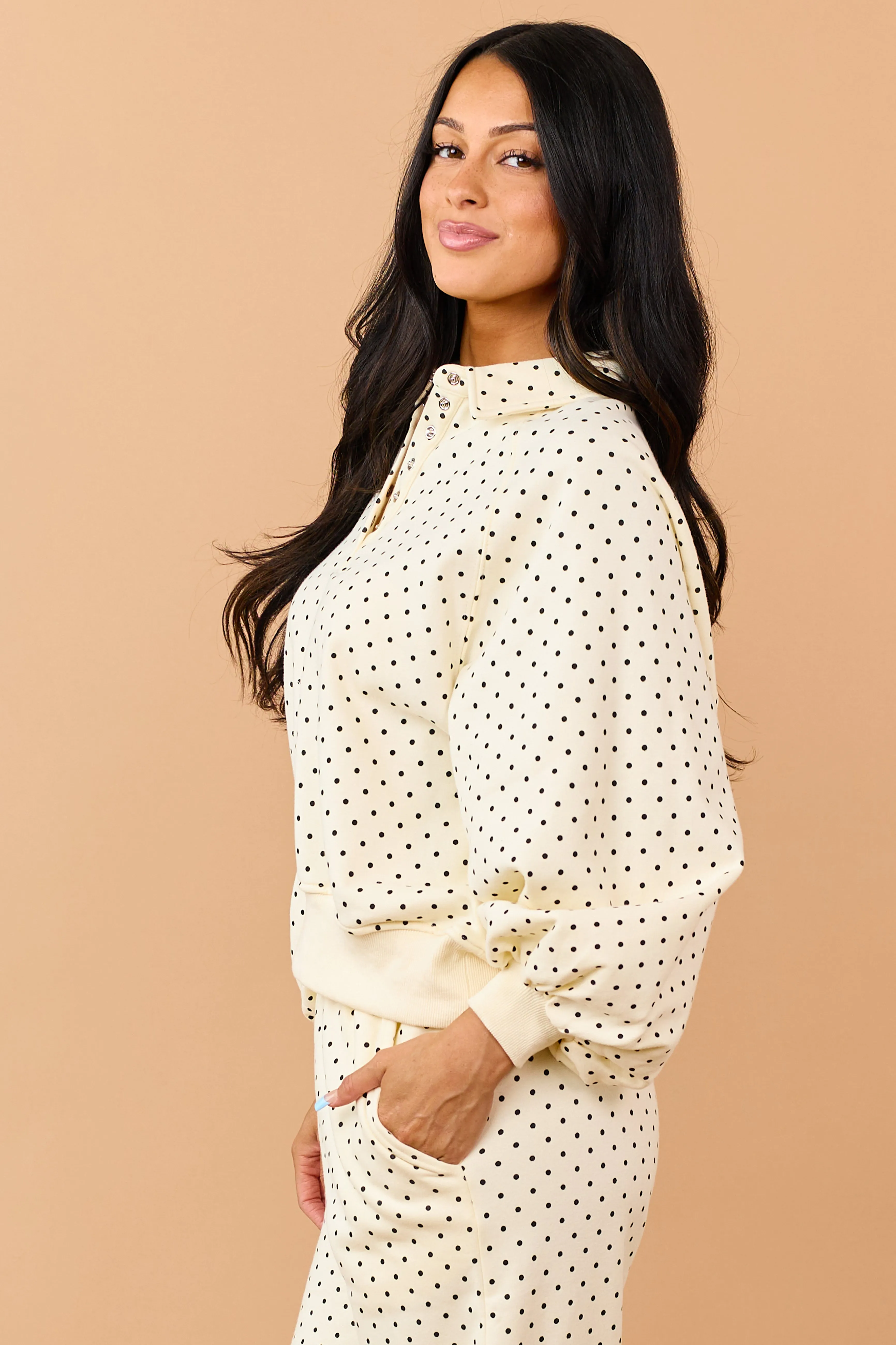 Cream and Black Polka Dot Relaxed Sweatshirt sold by Lime Lush product image thumbnail 4