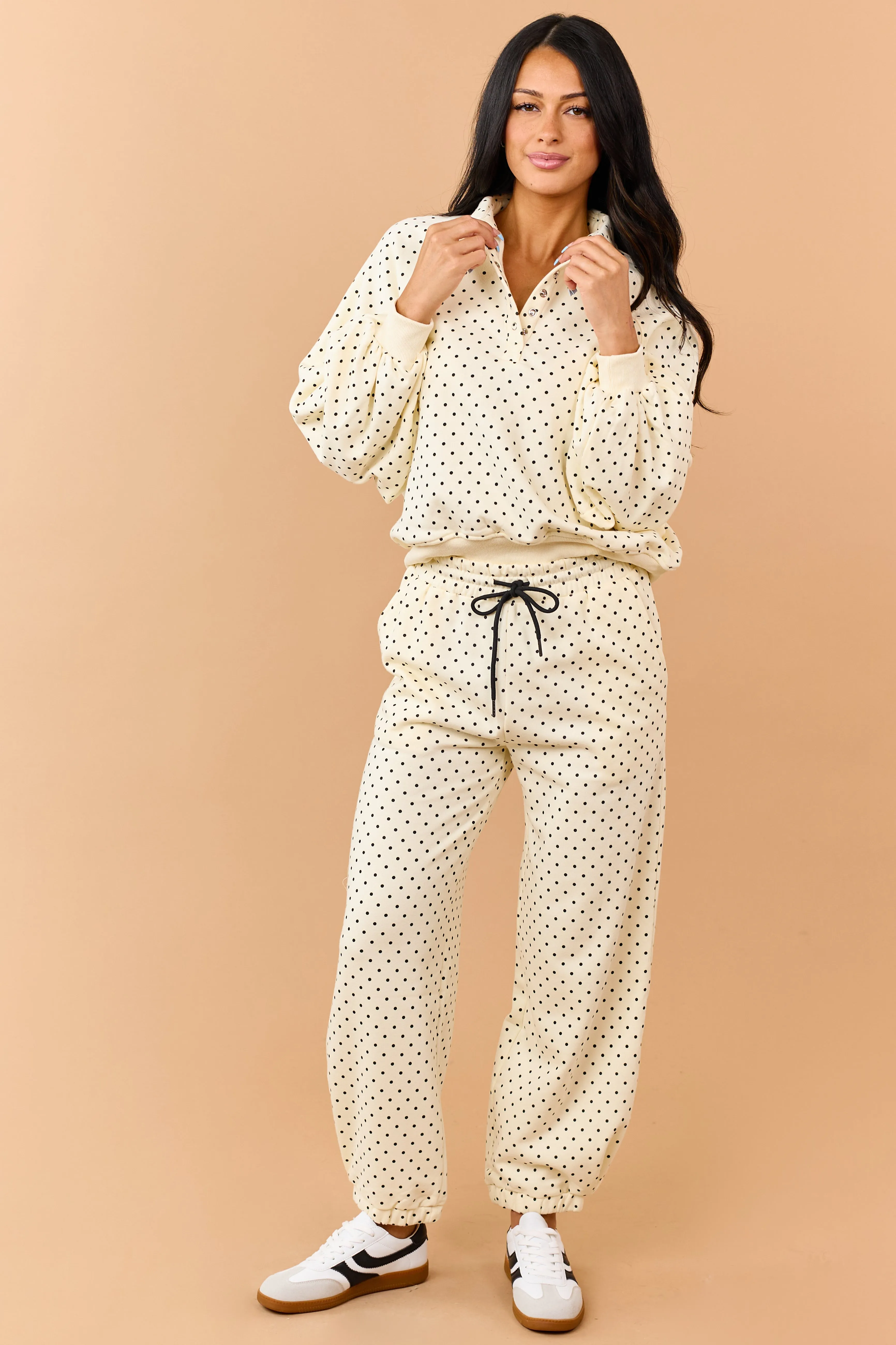 Cream and Black Polka Dot Relaxed Sweatshirt sold by Lime Lush product image thumbnail 2