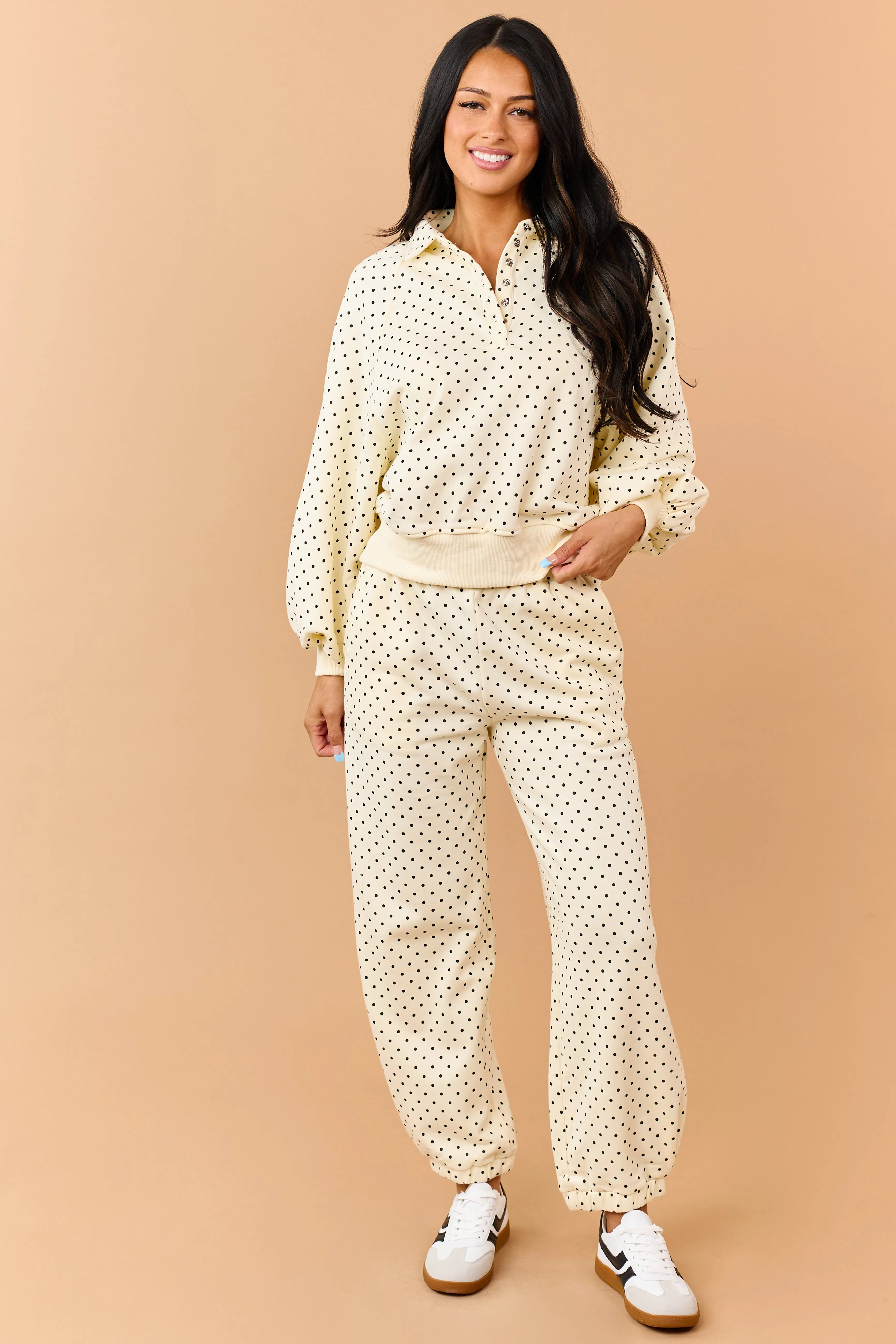 Cream and Black Polka Dot Relaxed Sweatshirt sold by Lime Lush product image thumbnail 3