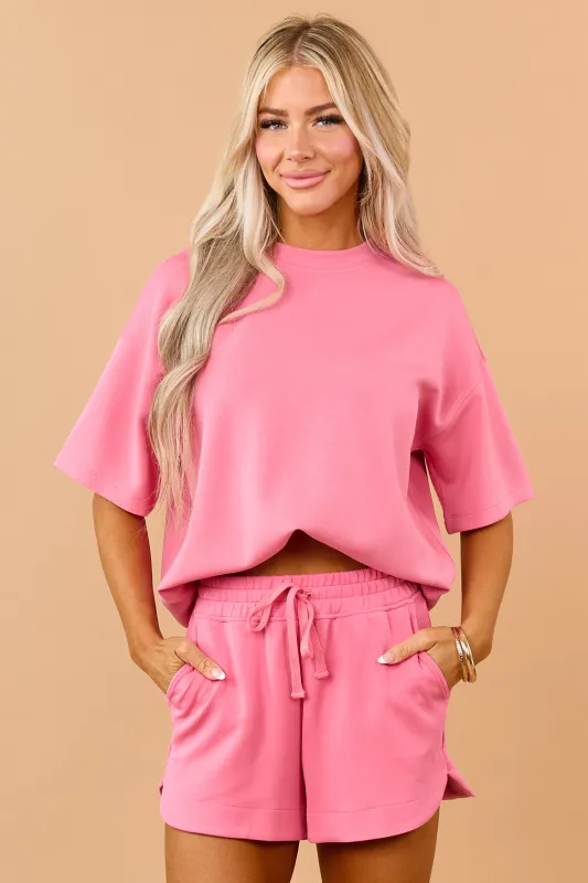 Watermelon Scuba Knit Relaxed Short Sleeve Top made by Rae Mode