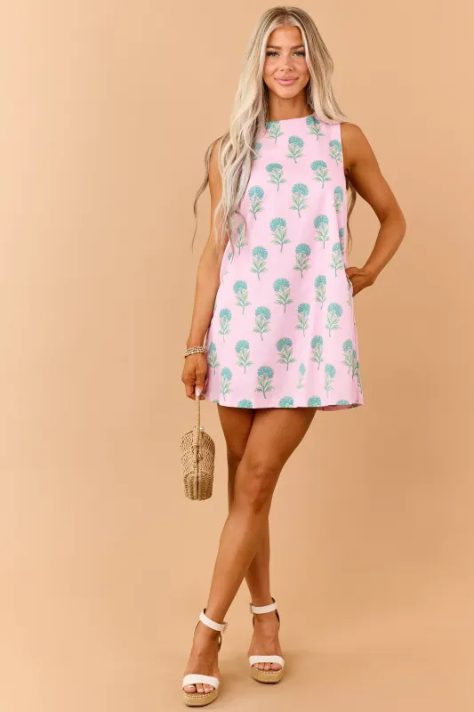 Carnation Cotton Floral Print Sleeveless Mini Dress made by TCEC