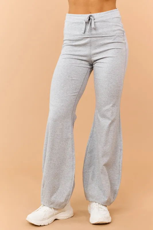 Heather Grey Drawstring Stretchy Flare Pants made by Rae Mode