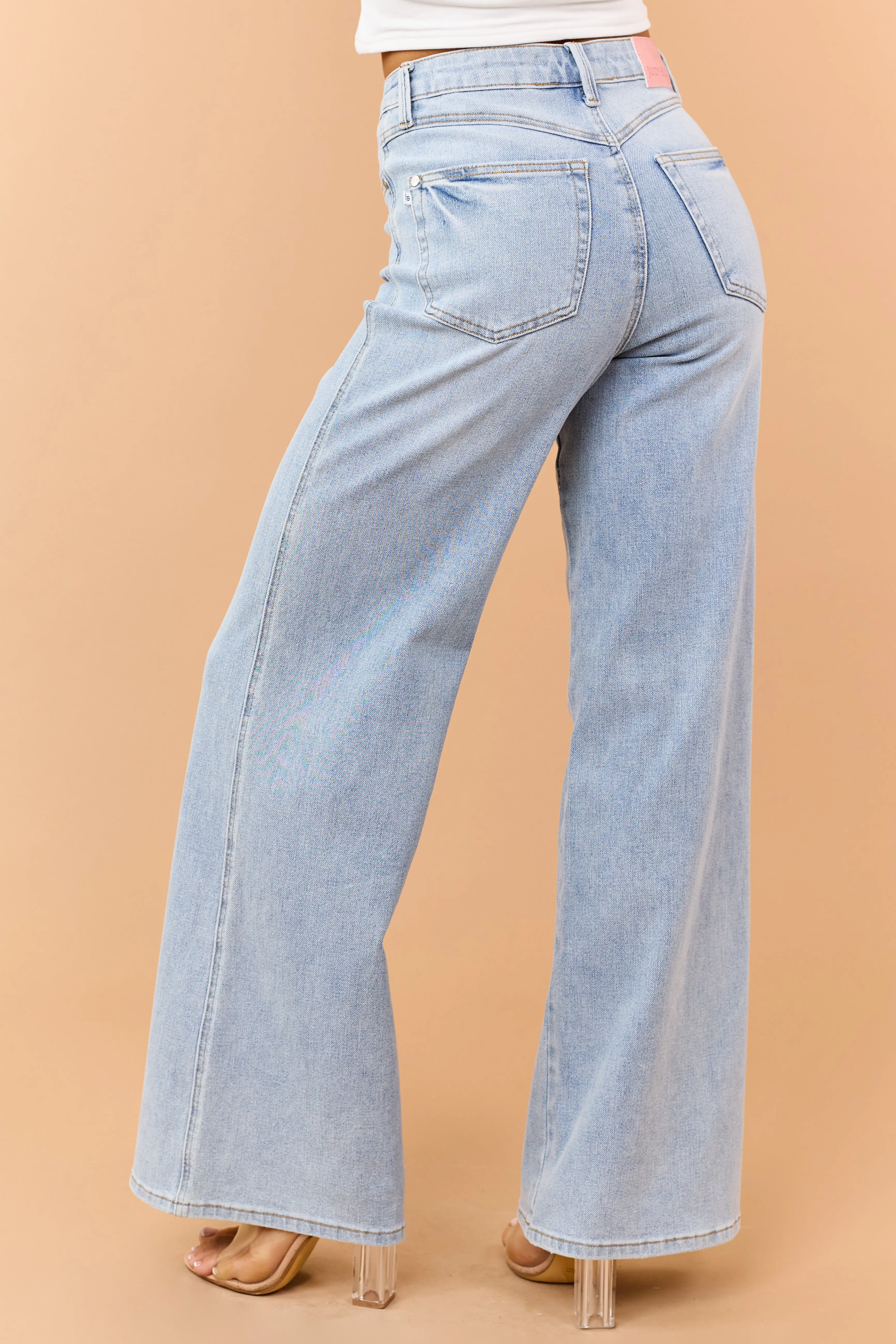 Judy Blue Light Wash Wide Leg Tummy Control Jeans sold by Lime Lush product image thumbnail 4