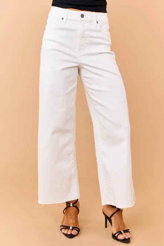 Hidden Premium Off White Stretchy Wide Leg Jeans made by Hidden