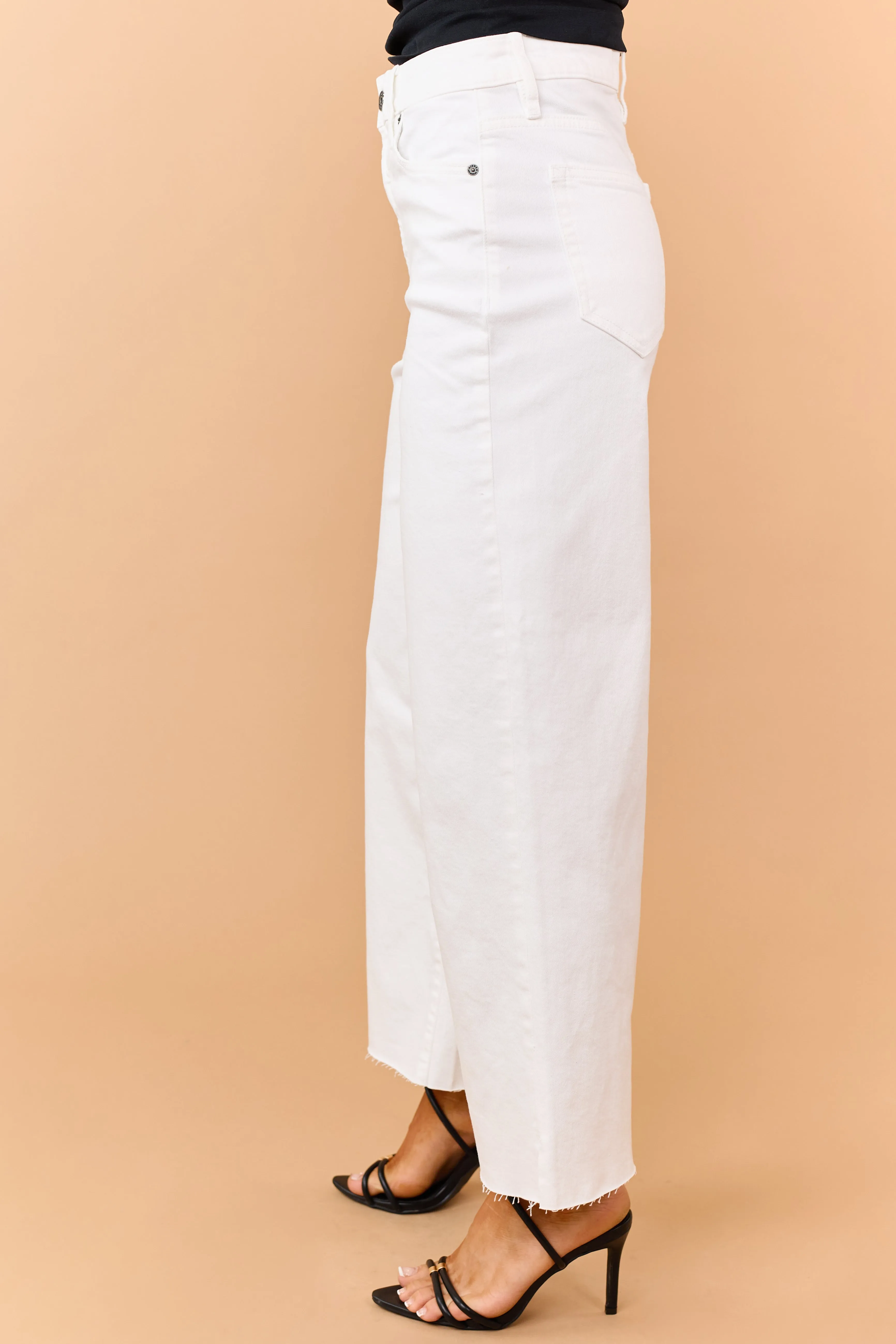Hidden Premium Off White Stretchy Wide Leg Jeans sold by Lime Lush product image thumbnail 3
