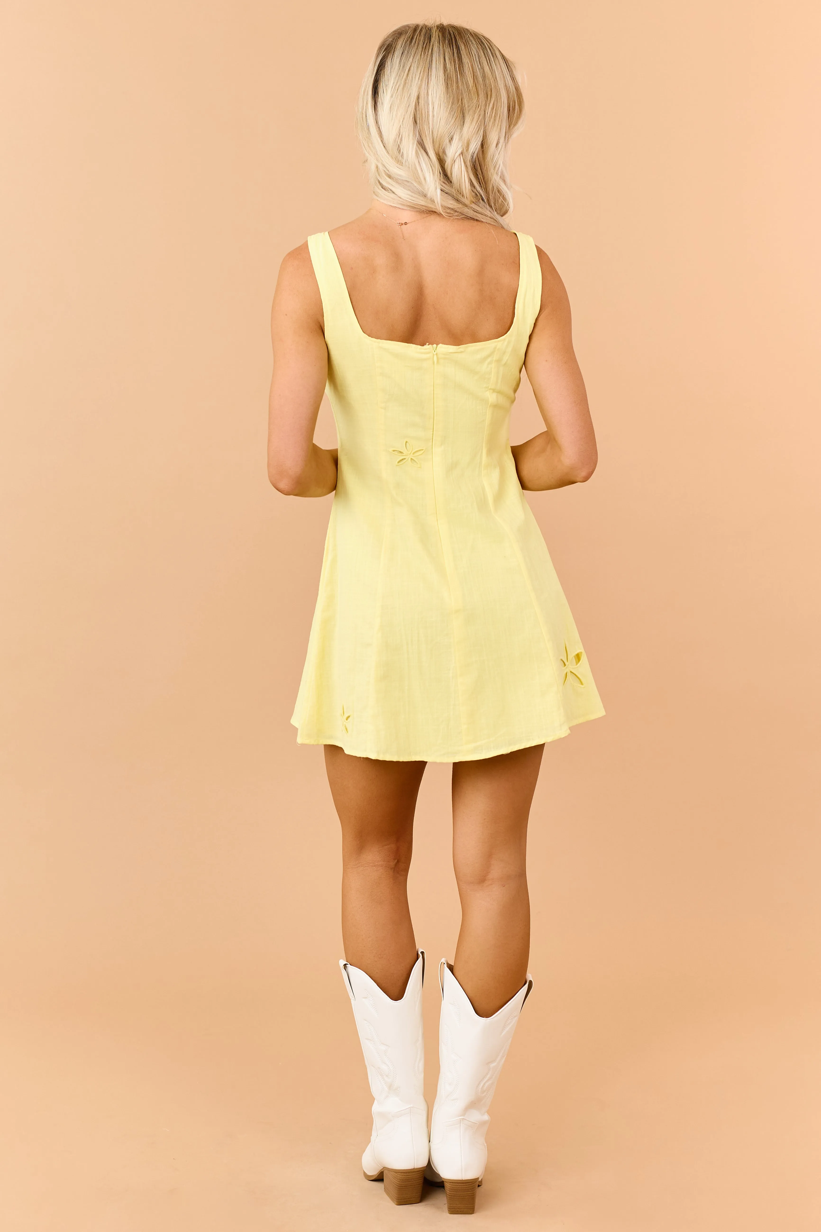 Sunshine Floral Cut Out Sleeveless Cotton Mini Dress sold by Lime Lush product image thumbnail 5