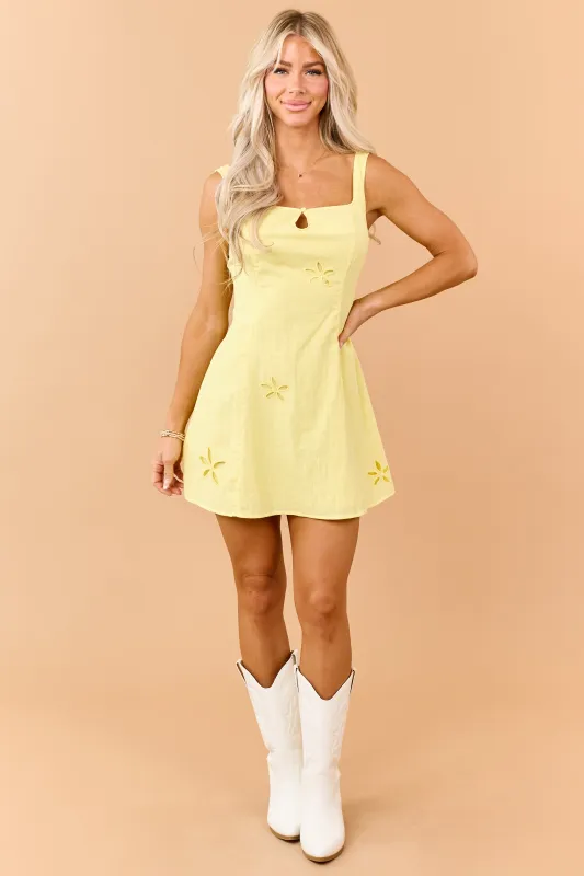 Sunshine Floral Cut Out Sleeveless Cotton Mini Dress made by Day + Moon