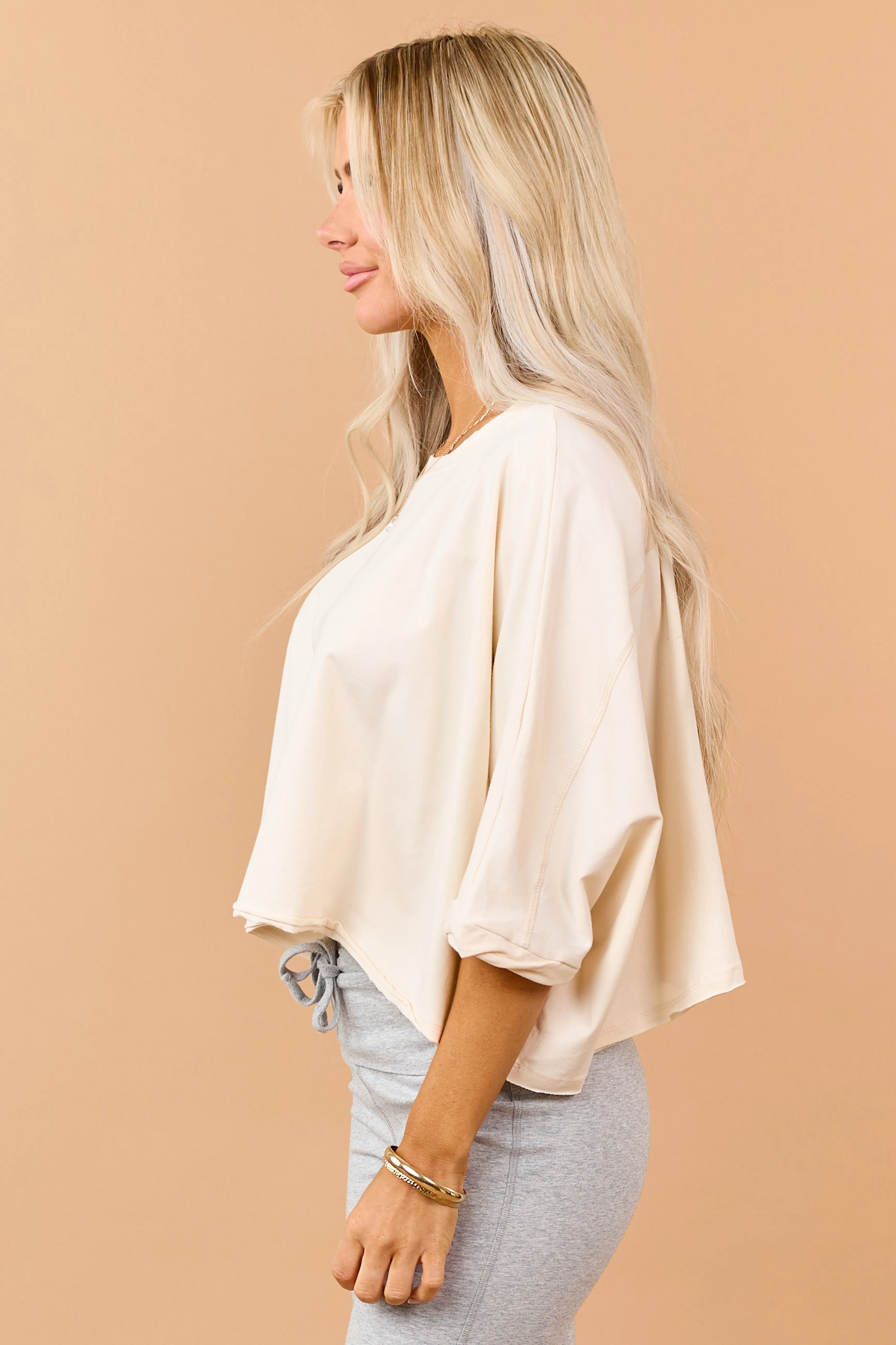 Champagne Cropped Crew Neck Short Sleeve Top sold by Lime Lush product image thumbnail 4
